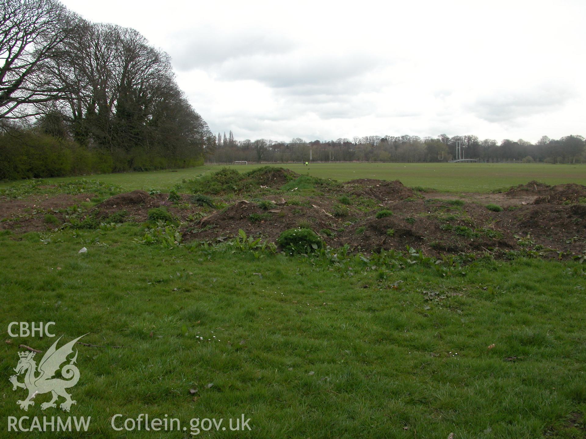 Digital photograph of part of the assessment area, taken from an archaeological impact assessment and field walkover of Pontcanna Fields in Cardiff.