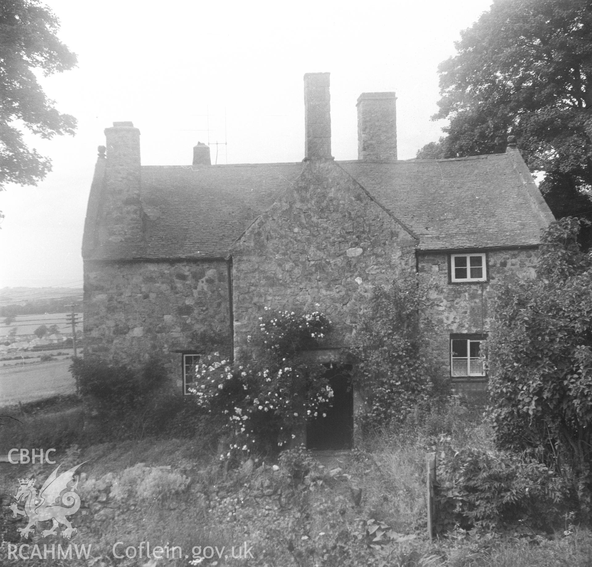 Black and white acetate negative showing exterior view, unidentified house.