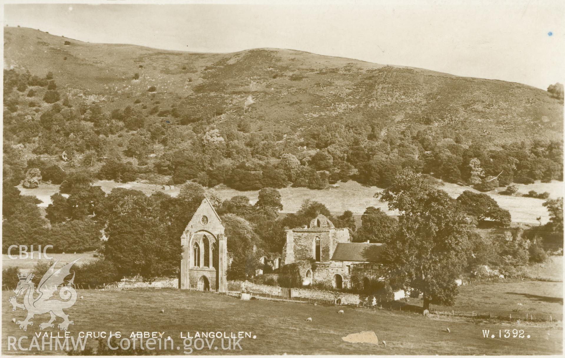 Valentine's postcard view showing general view of Valle Crucis Abbey.