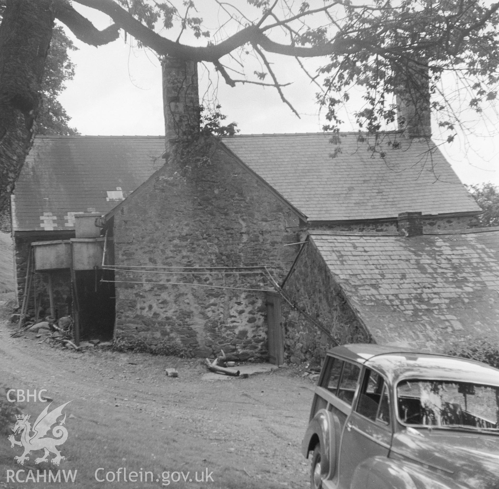 Black and white acetate negative showing exterior view, Brithdir-Mawr, Cilcain.