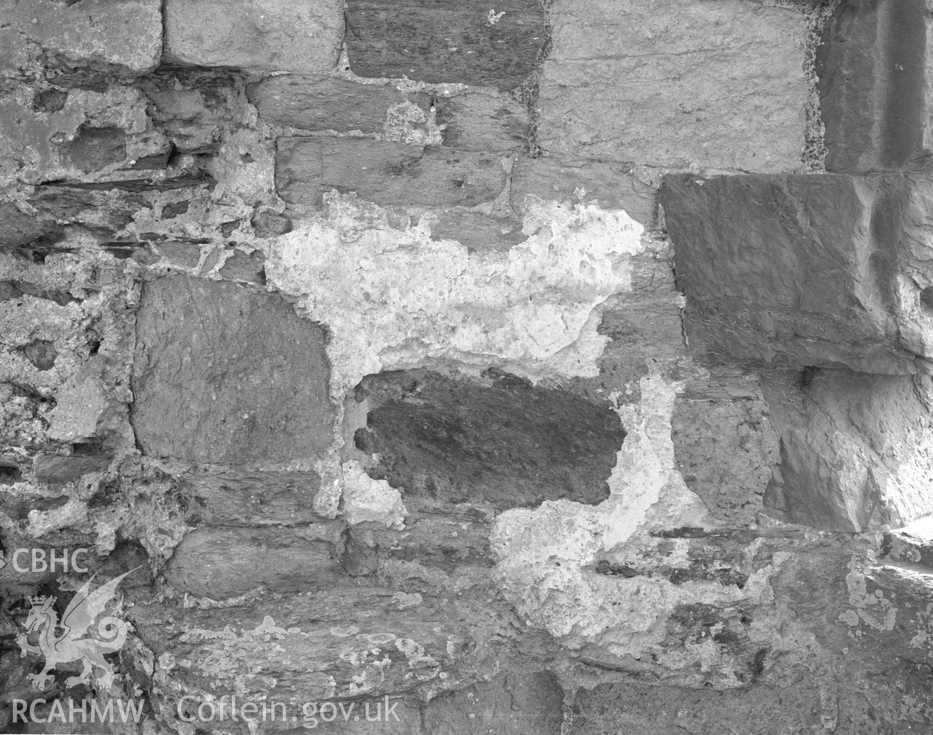 Black and white acetate negative showing view of Bishops Palace, St Davids.