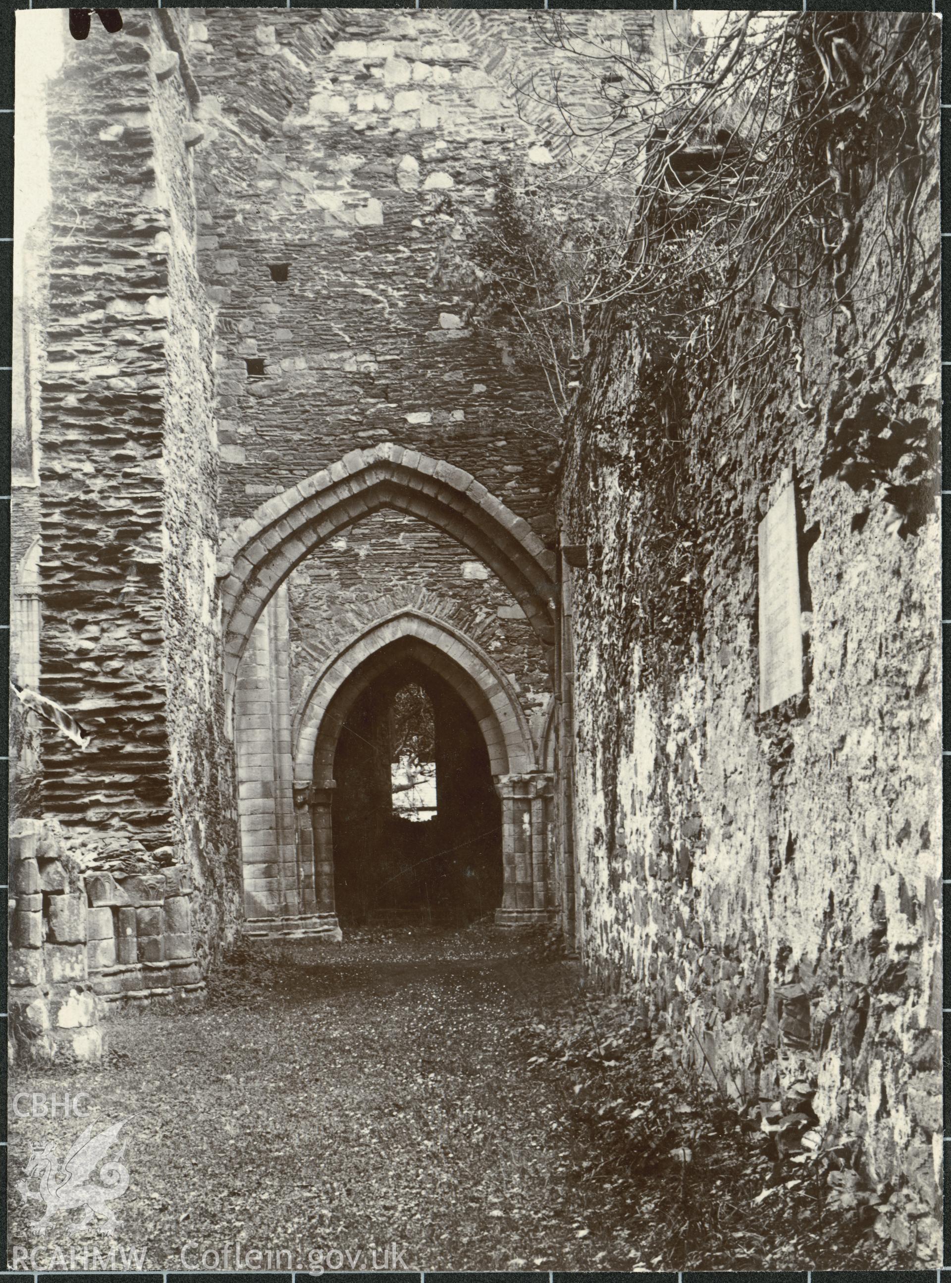 Albumen print by T.W. Reader showing arches at Valle Crucis Abbey.