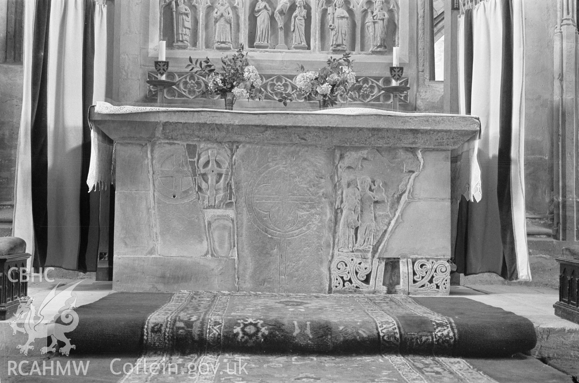 Black and white nitrate negative showing interior view of St David's Cathedral.