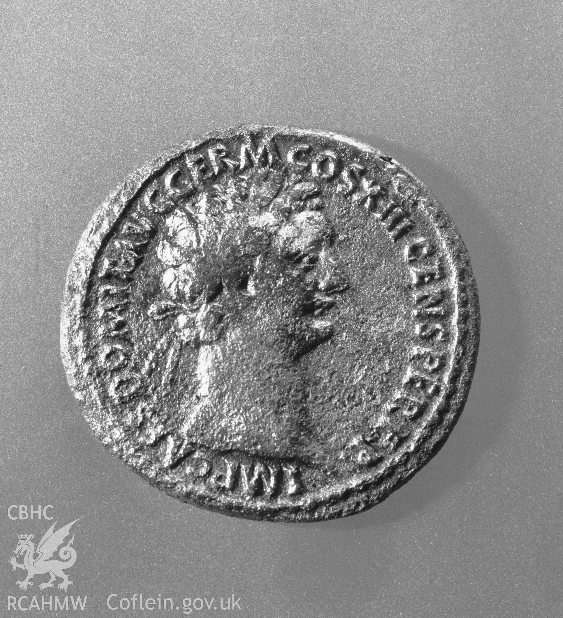 D.O.E photograph of Caerwent. Roman coin.