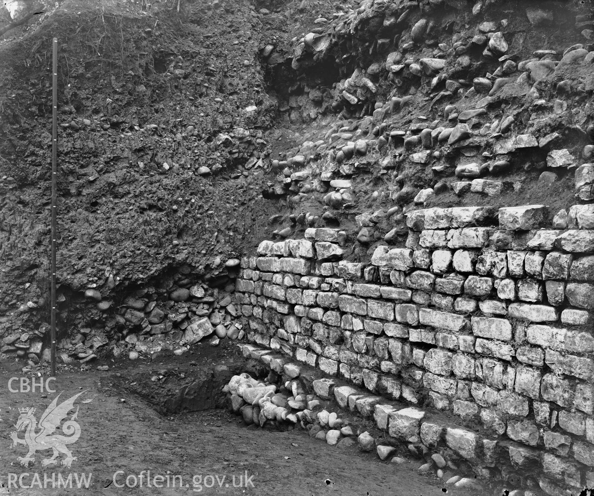 Cardiff Castle Old Roman wall (No 5) Ministry of Works Coll. NAccp154-158