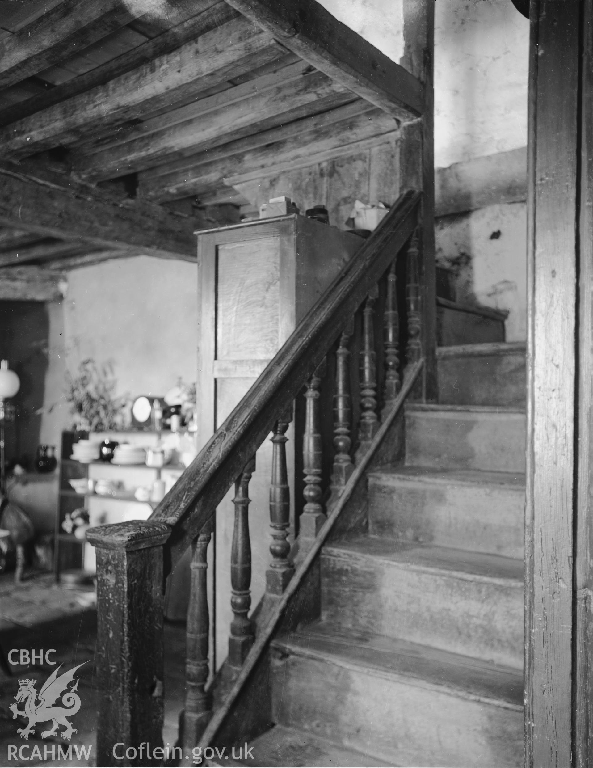 Interior view of Llanerch y Felin, Caerhun showing staircase taken 01.10.1946.