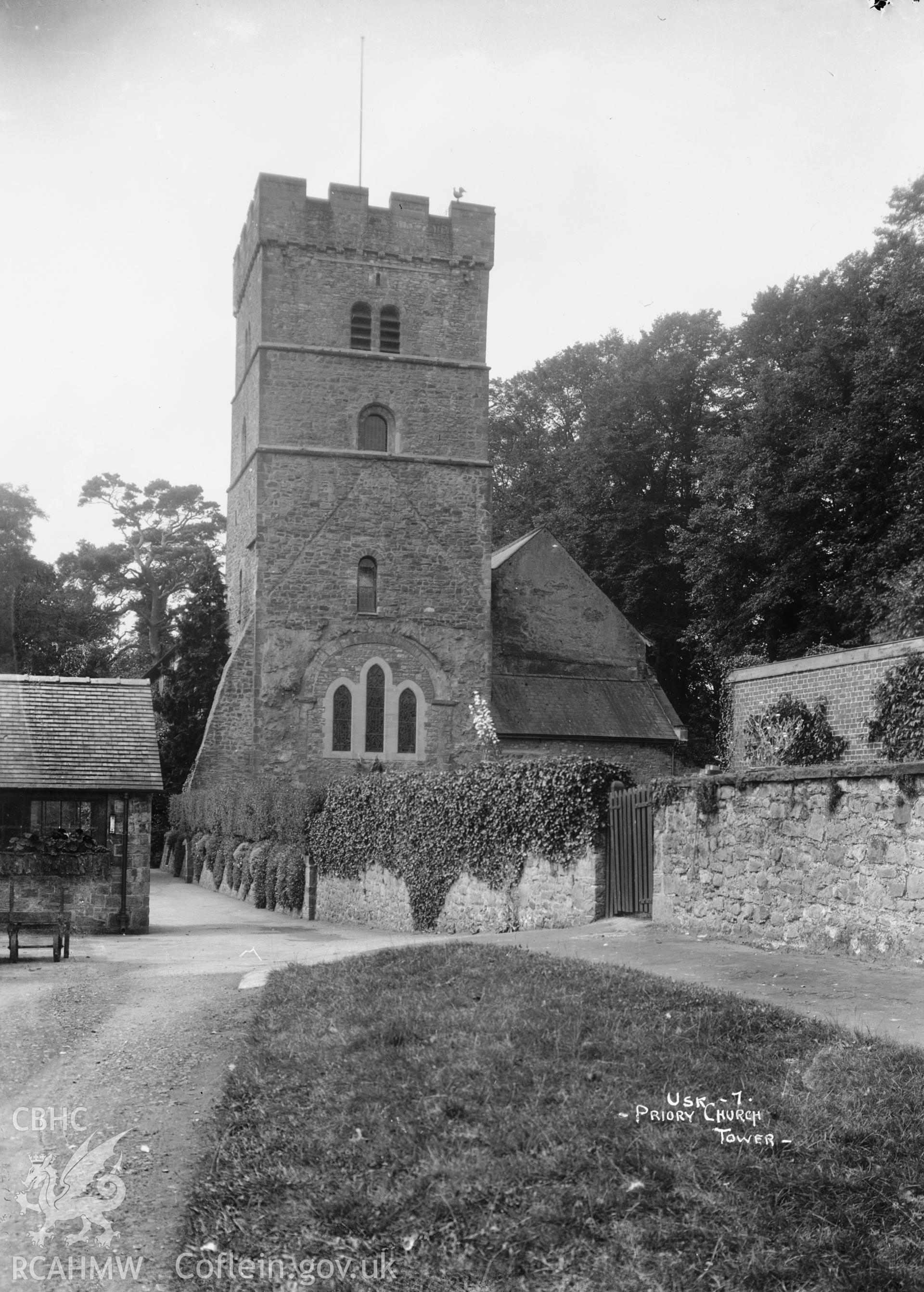 View of Priory Church tower at Usk.