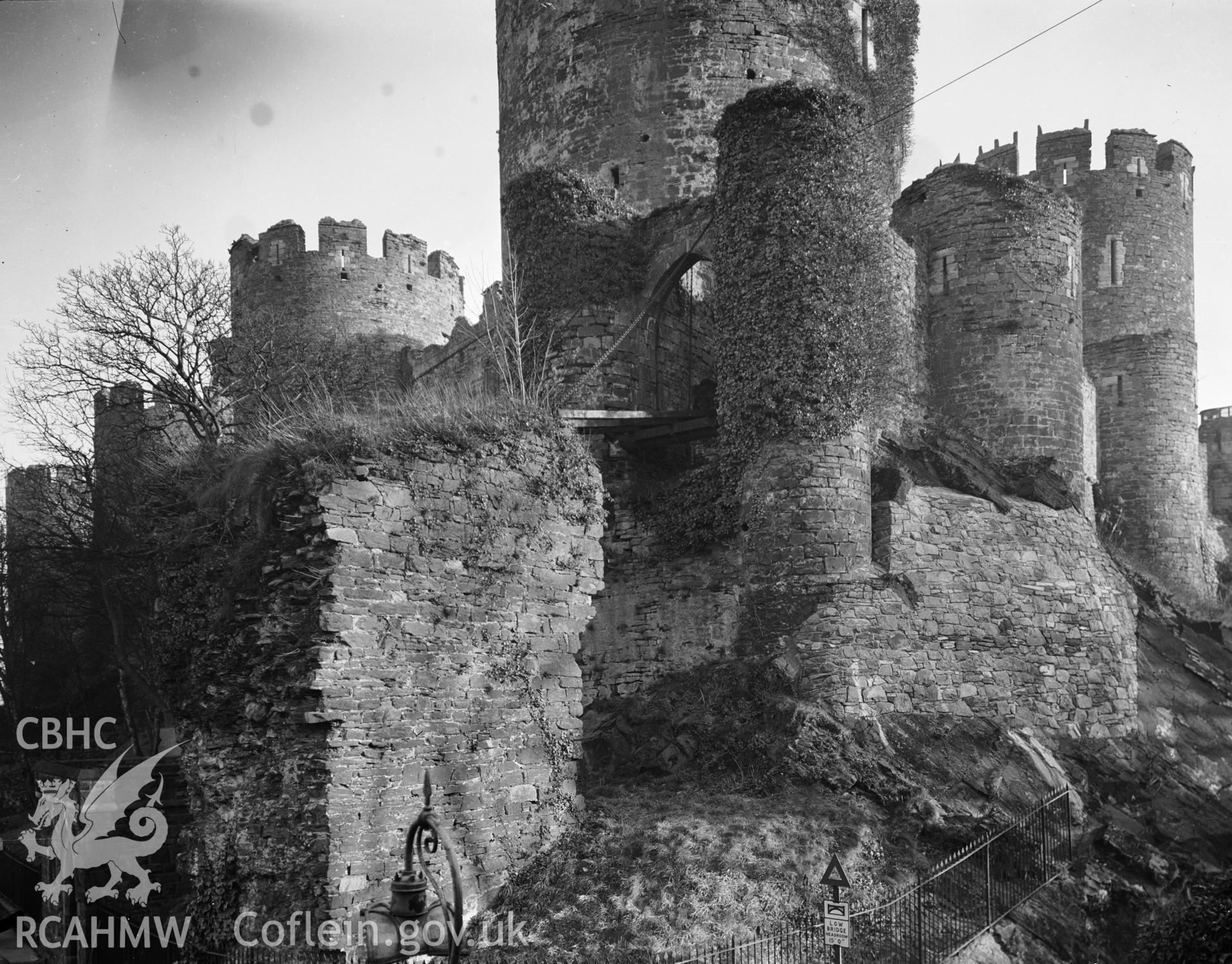 Exterior view of Conwy Castle, taken in 11.01.1952.