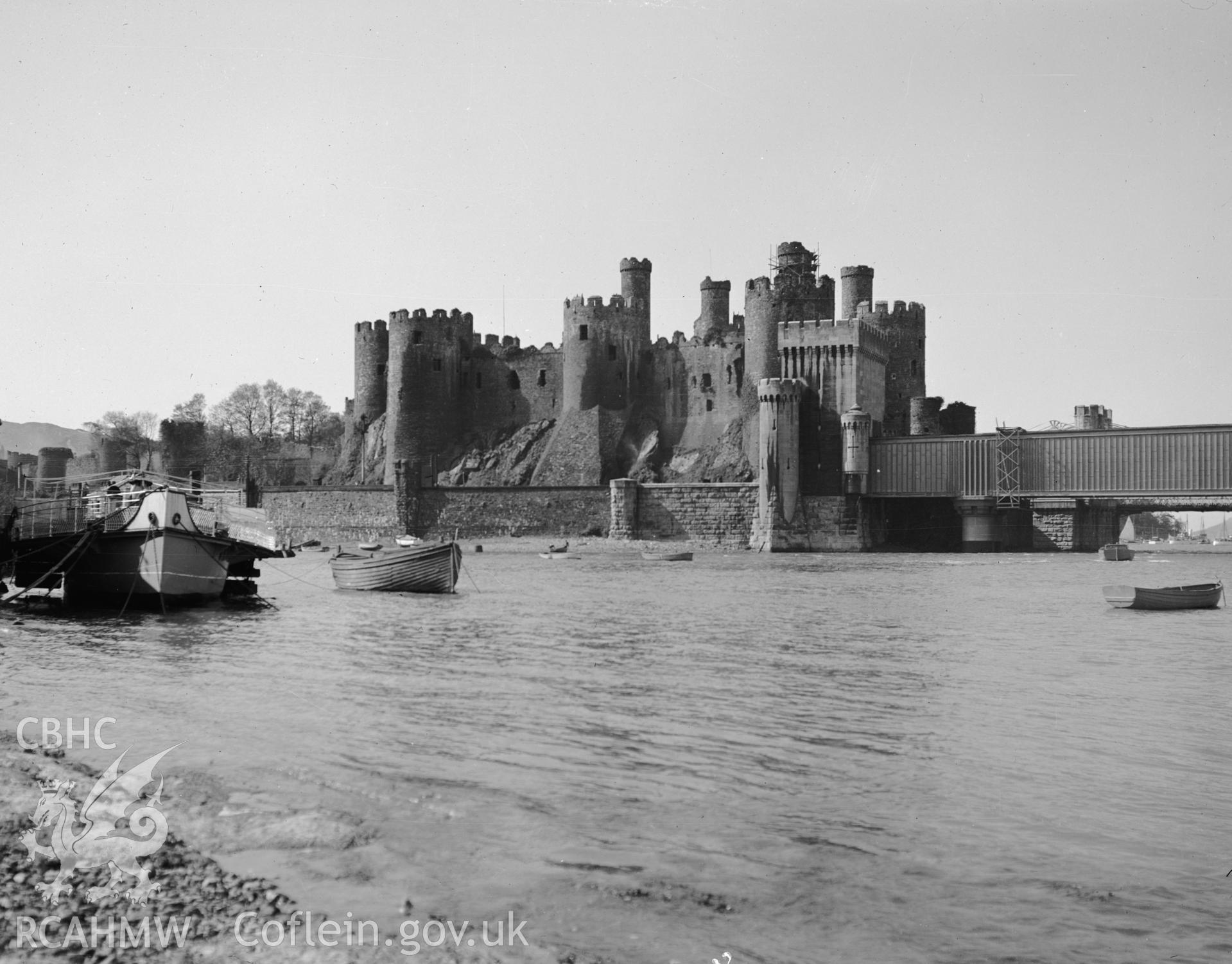 View of Conwy Castle from across the river, taken in 10.09.1951.