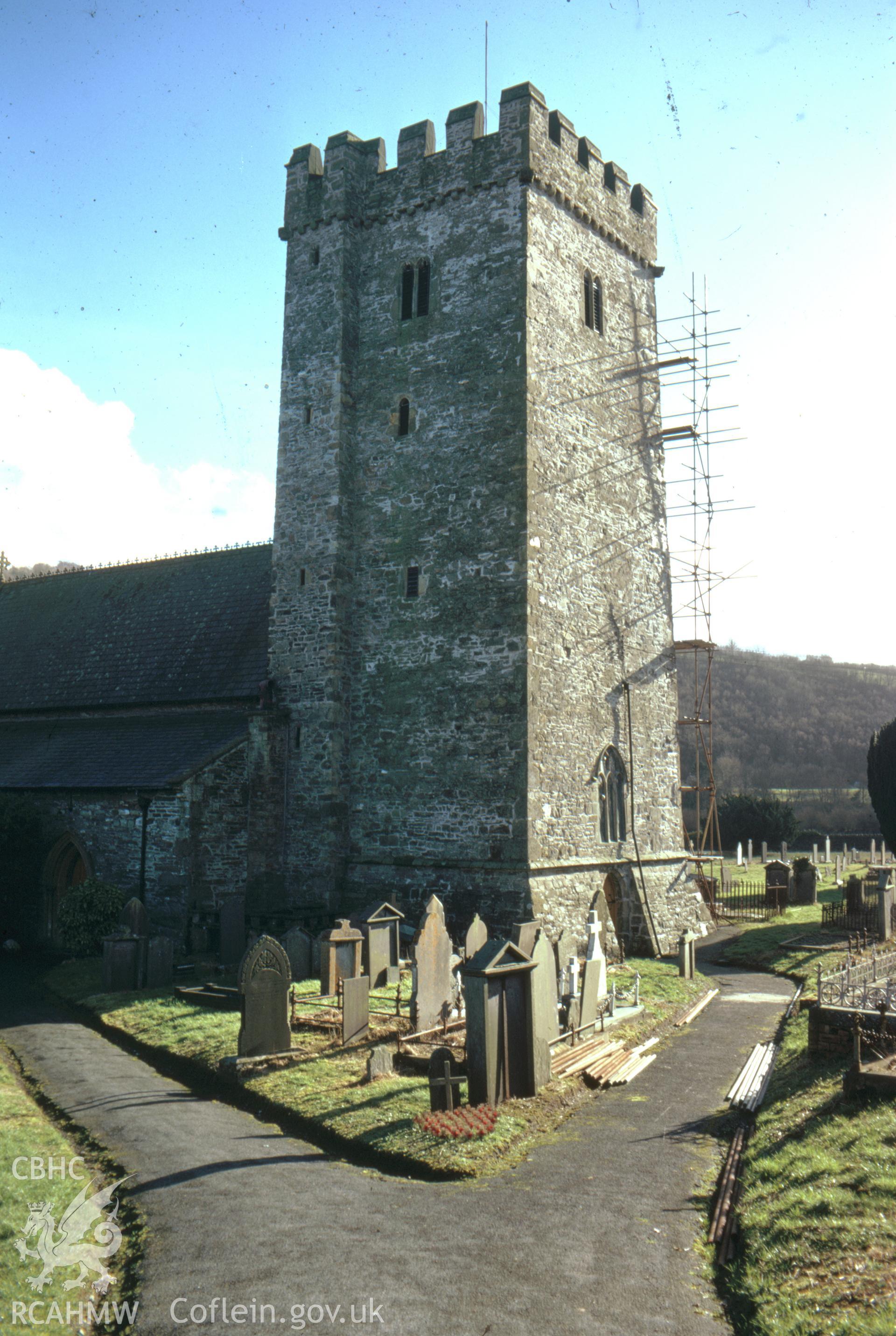 Colour slide showing exterior view of Llandysul Church from the north-west.