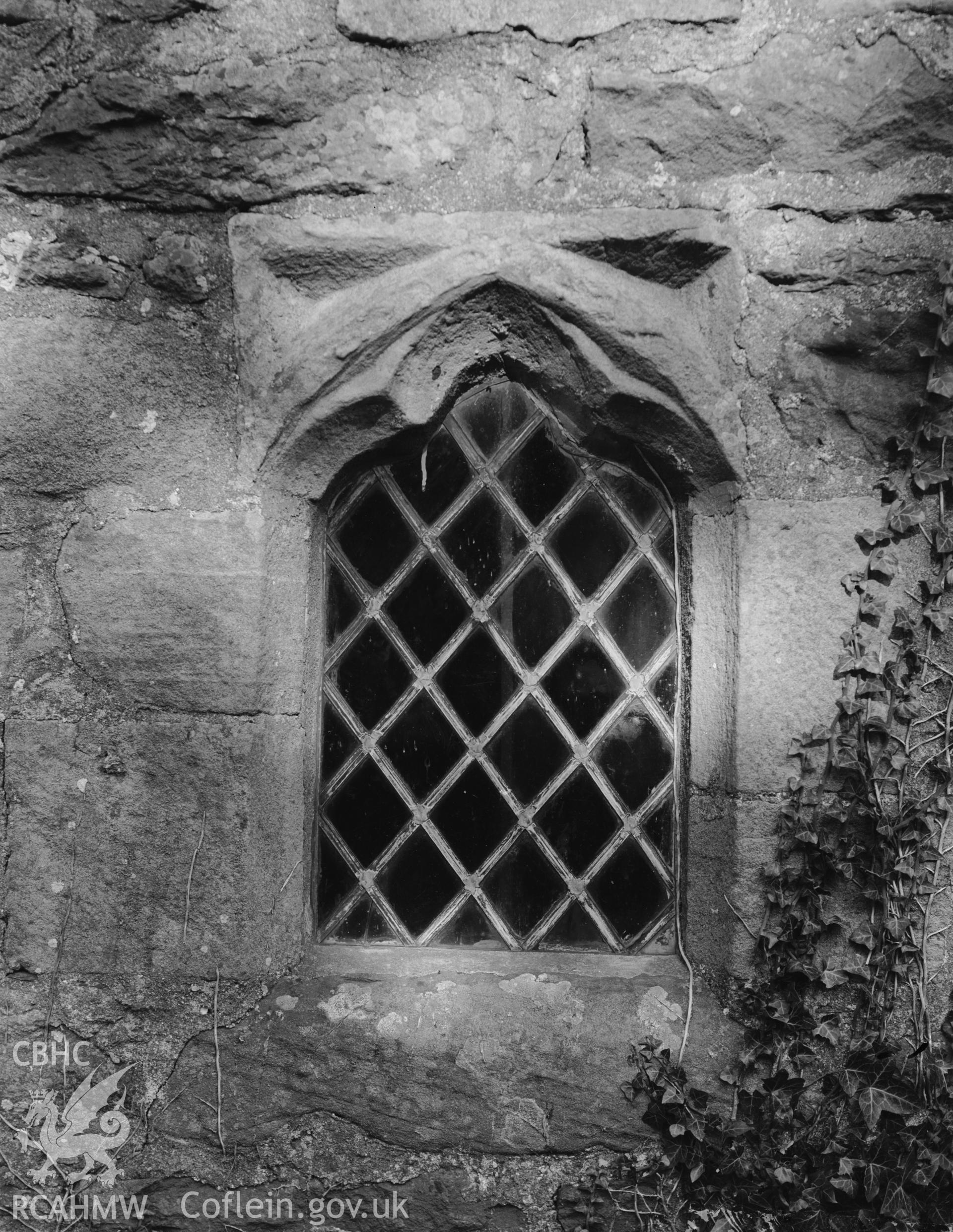 Exterior detail of window at St Marys Church, Caerhun.