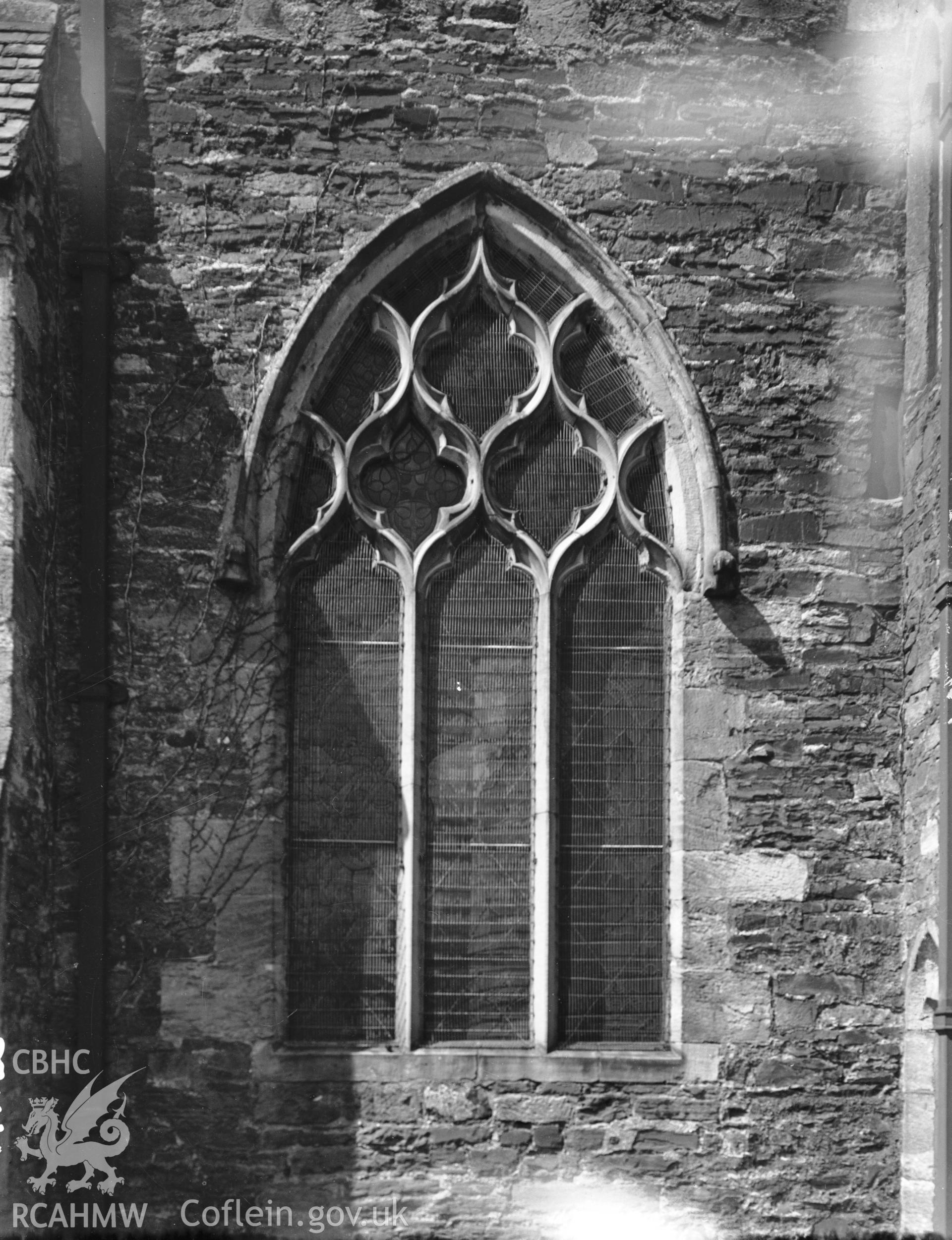 Exterior view of window at St Marys Church Conwy taken in 10.09.1951.
