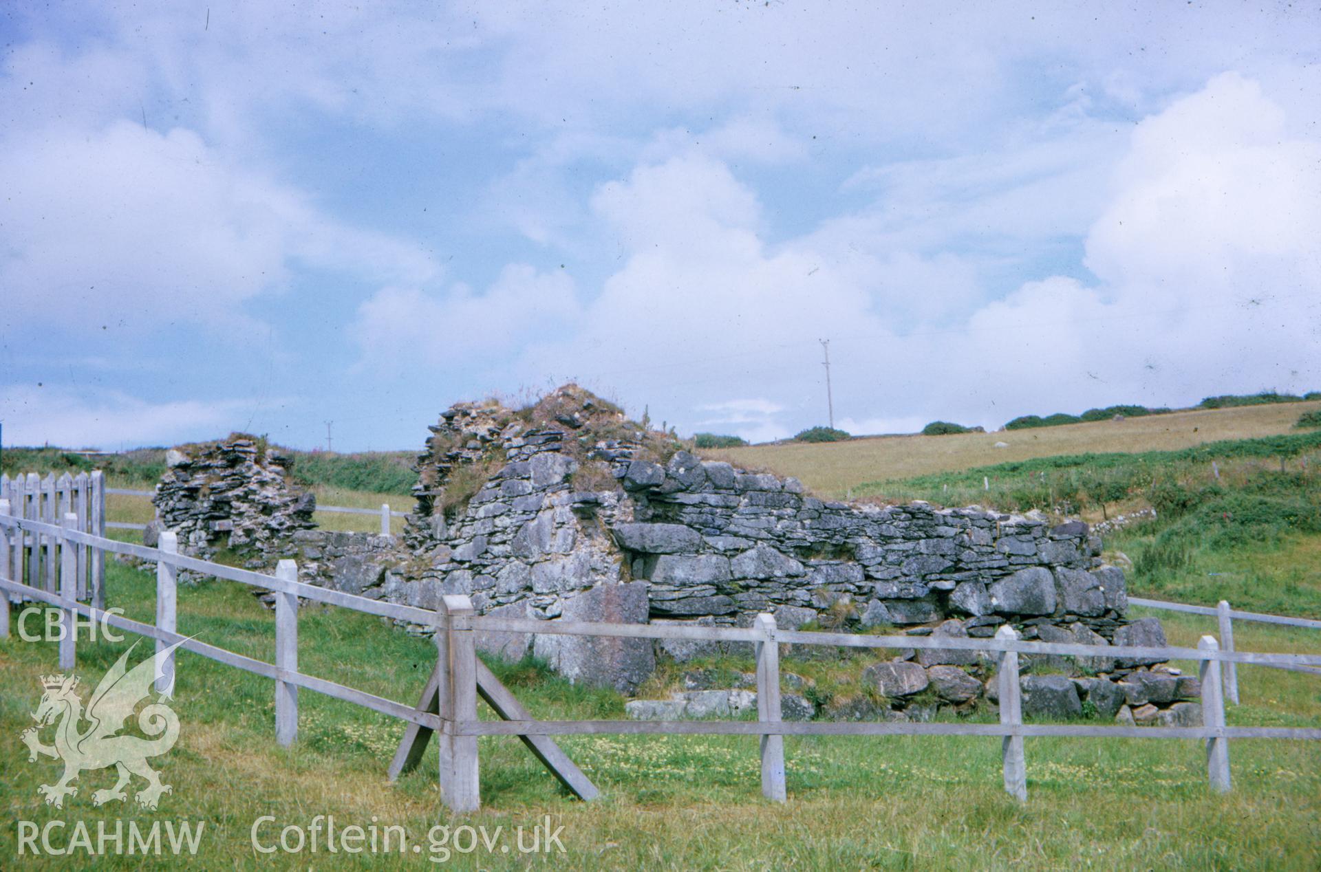 Colour slide showing the ruins of St Non's Chapel.