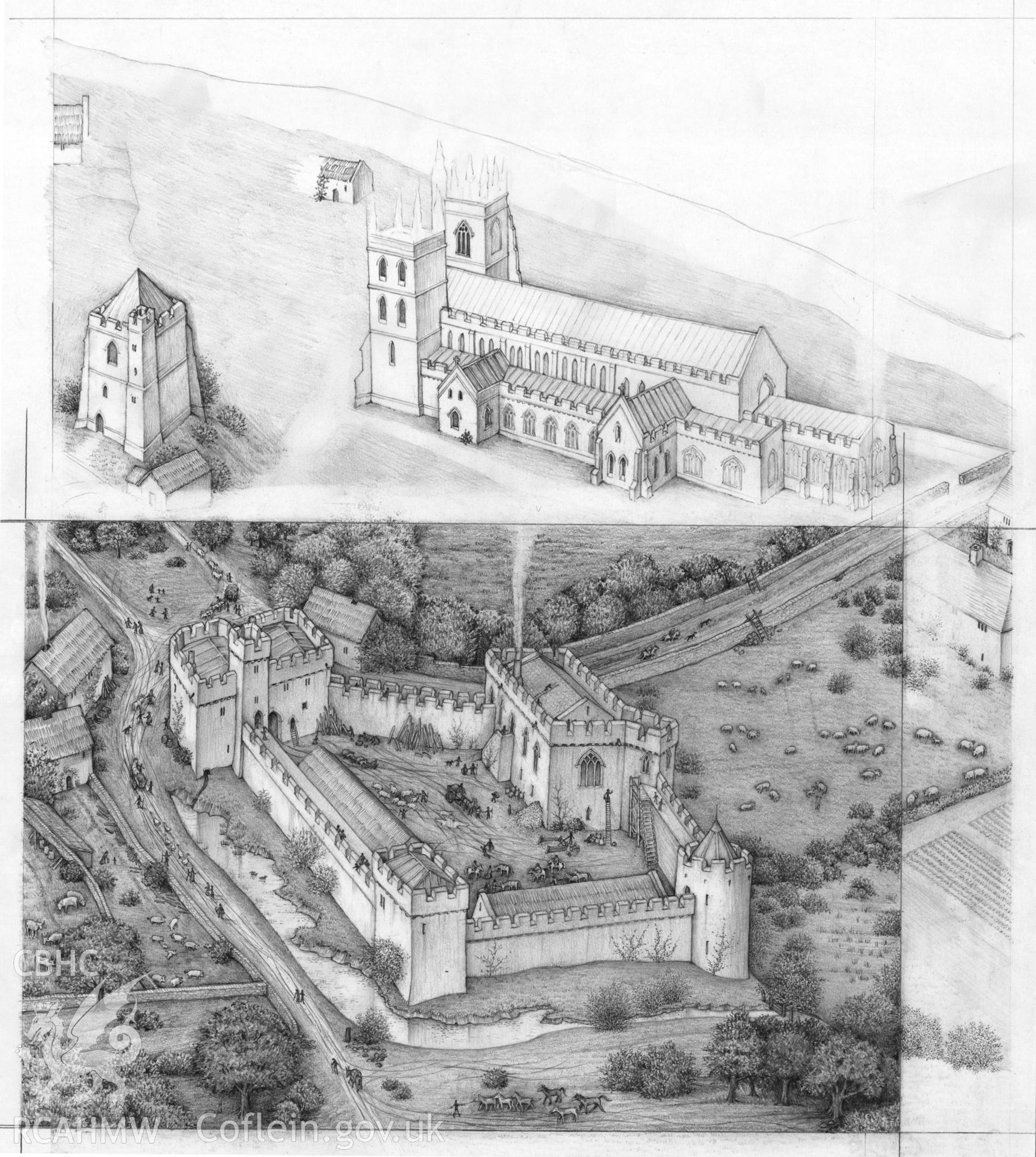 Drawing relating to LM 2: Bishop's Castle, Llandaff: Figure 25 in the Inventory.