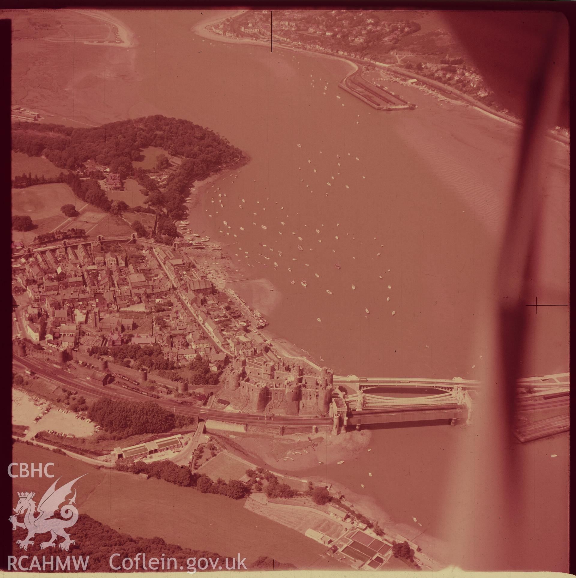 D.O.E photographs of Conwy Castle. Aerials (discoloured) ? St Joseph.