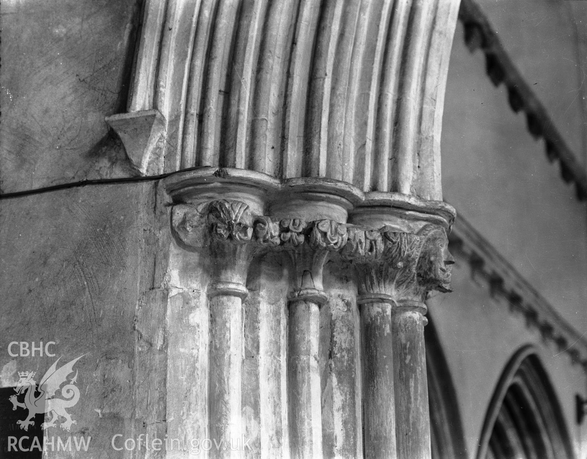 Detail of chancel arch, north respond on south west face at St Marys Church