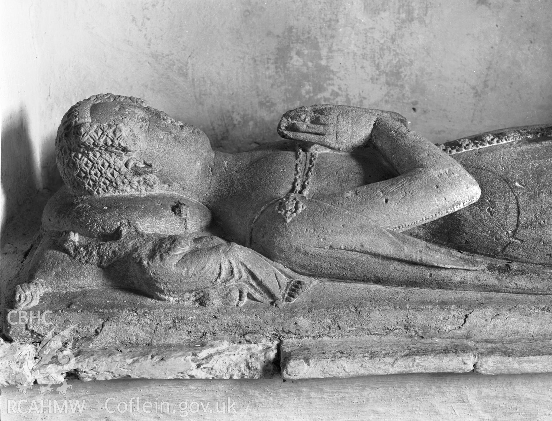 View of effigy in the north side of the Chancel at Upton Church. Taken  03.09.1941.