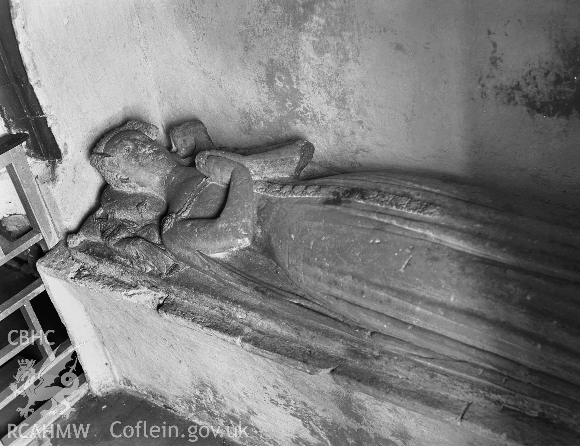 View of effigy in north side of the chancel at Upton Church. Taken  03.09.1941.