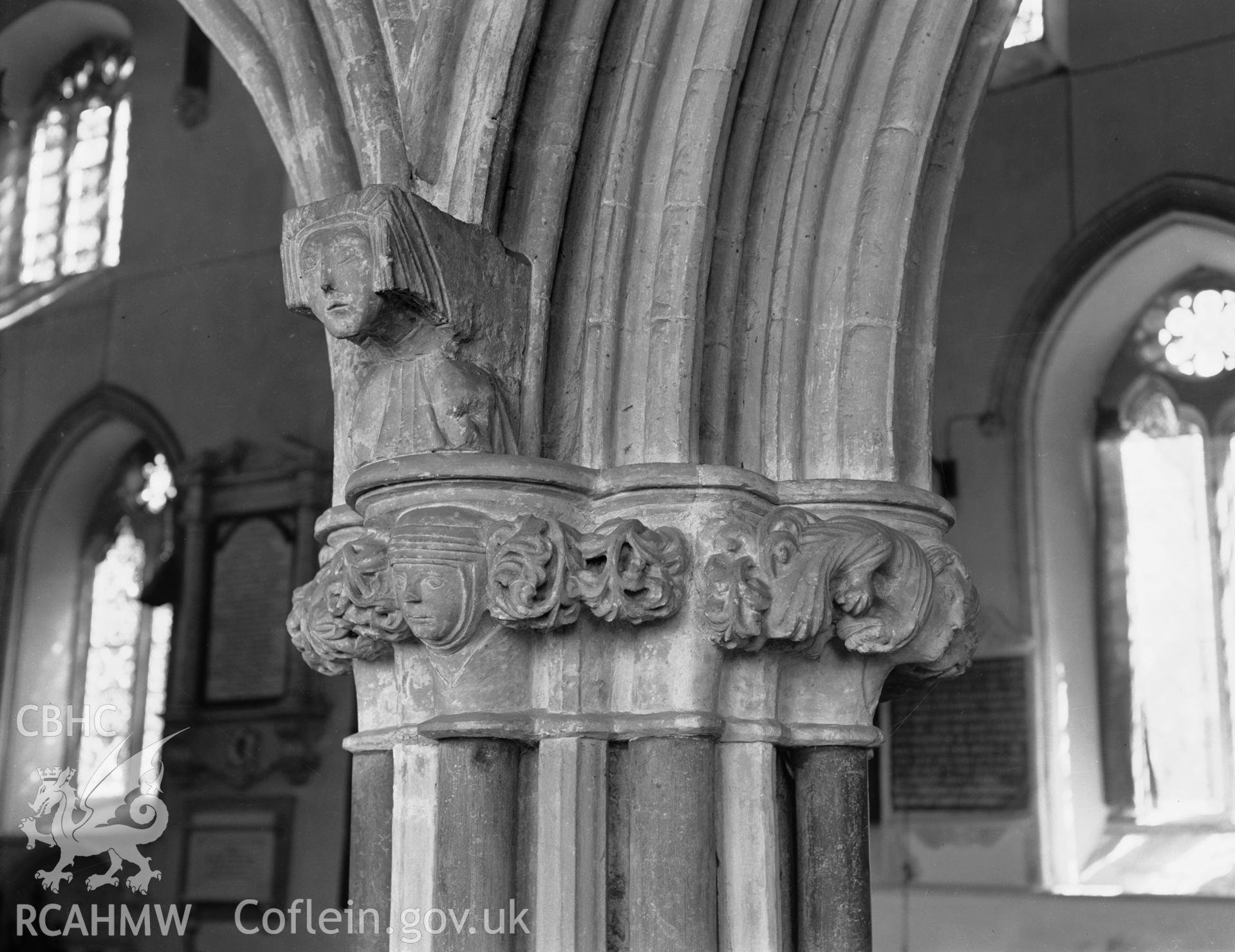 View of corbel at the east end of the north aisle in St Marys Church