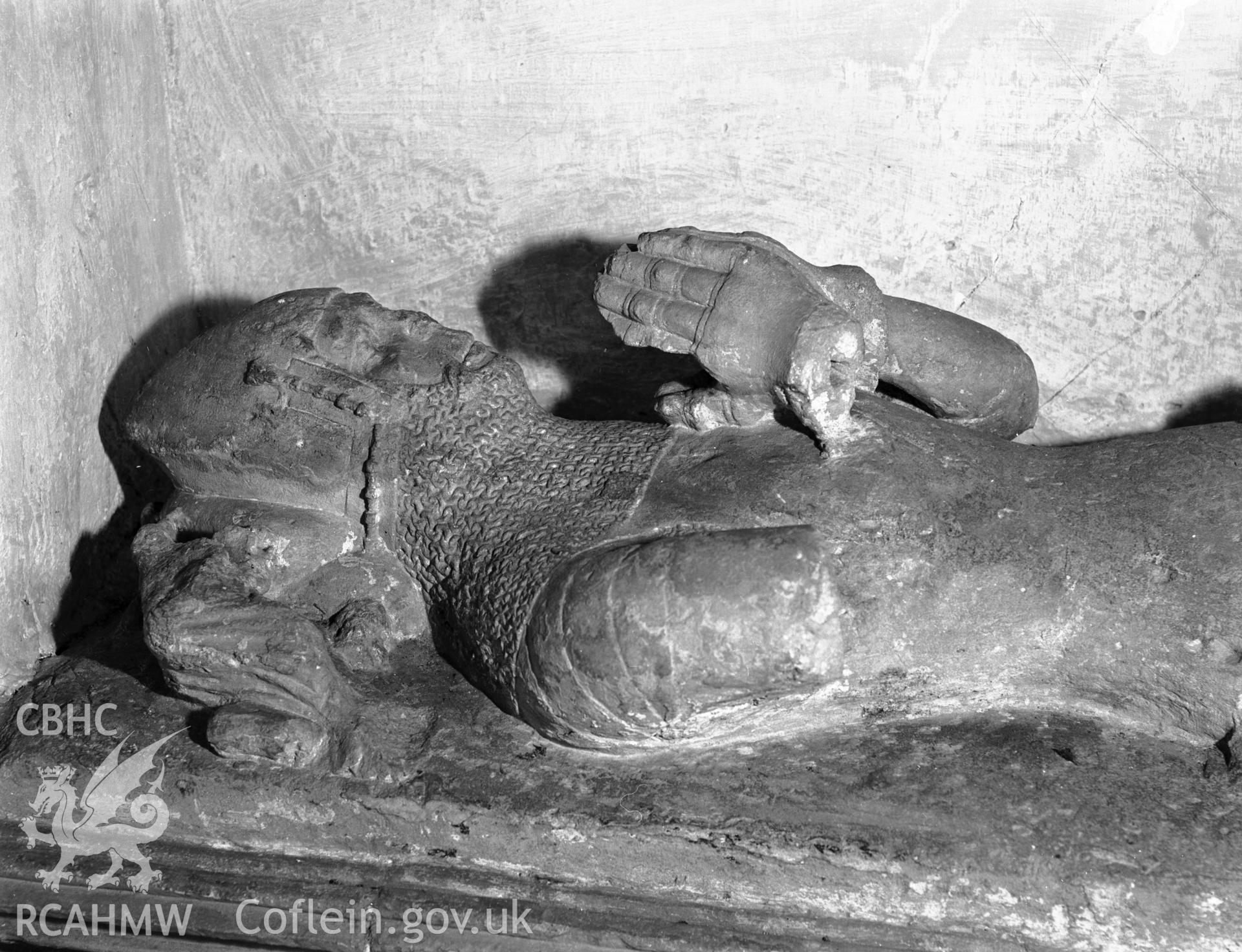 View of effigy of knight in the north side of the nave in Upton Church. Taken  03.09.1941.