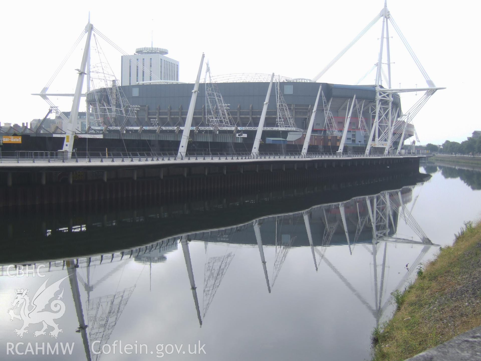 Stadium and riverside walk from Cardiff Bridge.