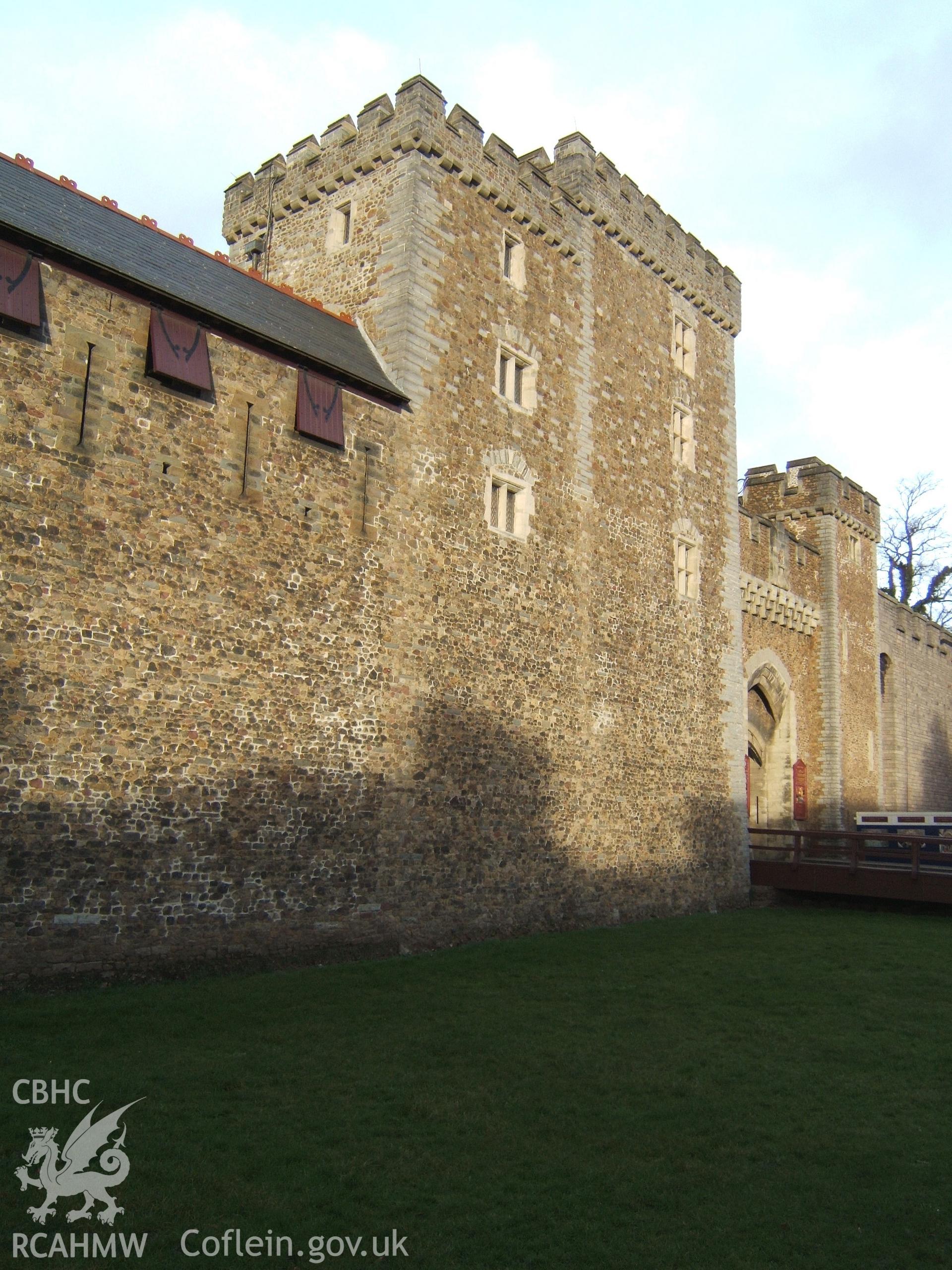 Medieval Black Tower and the 13th century SE gate from the south.