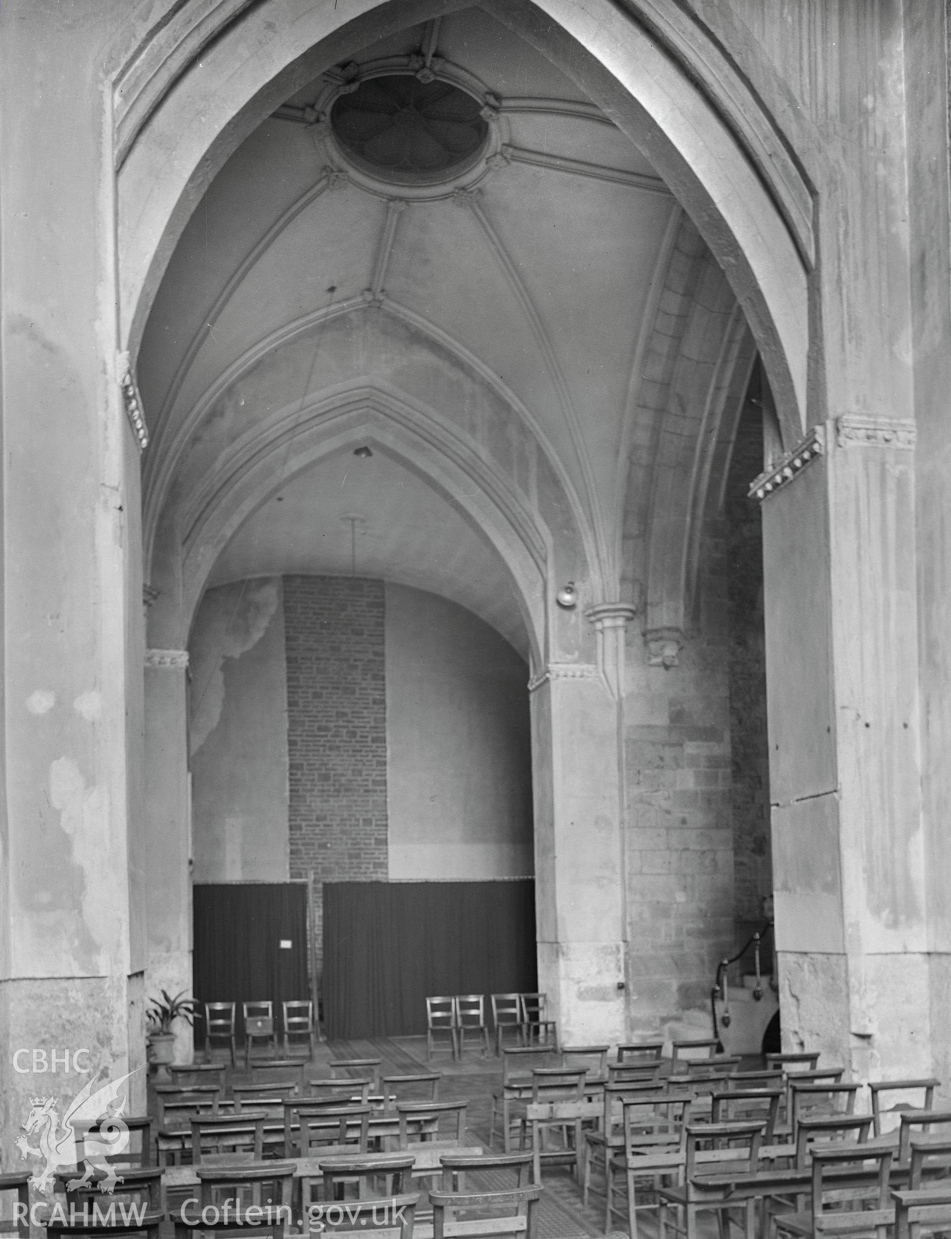 Interior view of the church showing tower arches looking south