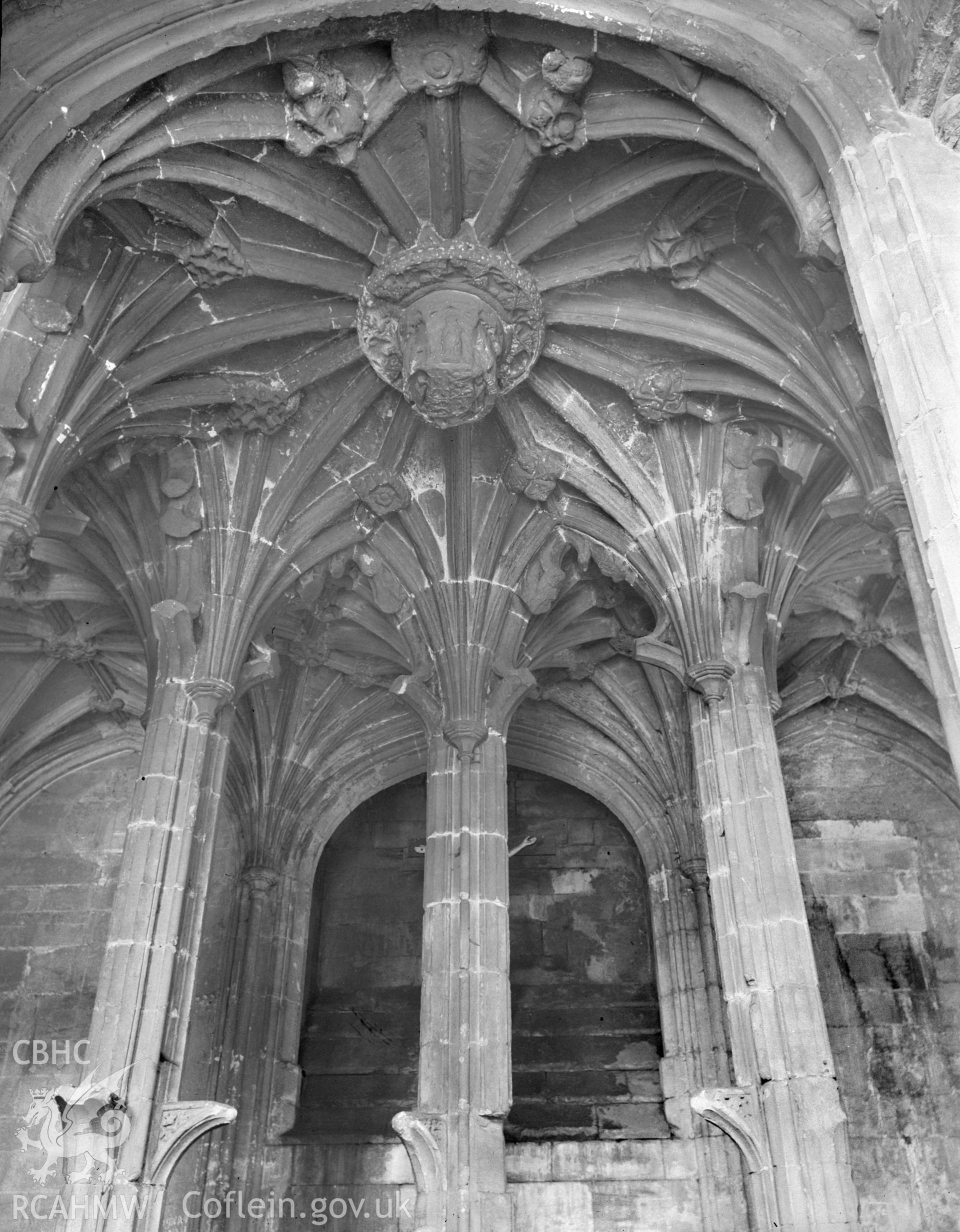 Interior view of vaulting over St Winifred's Well, Holywell, taken 13.05.1942.