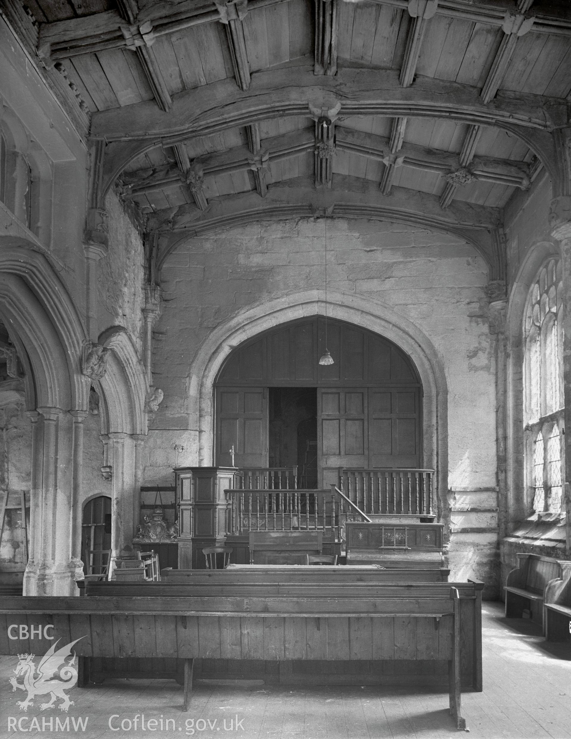 Interior view looking east at St Winifred's Chapel, Holywell  taken 13.05.1942.