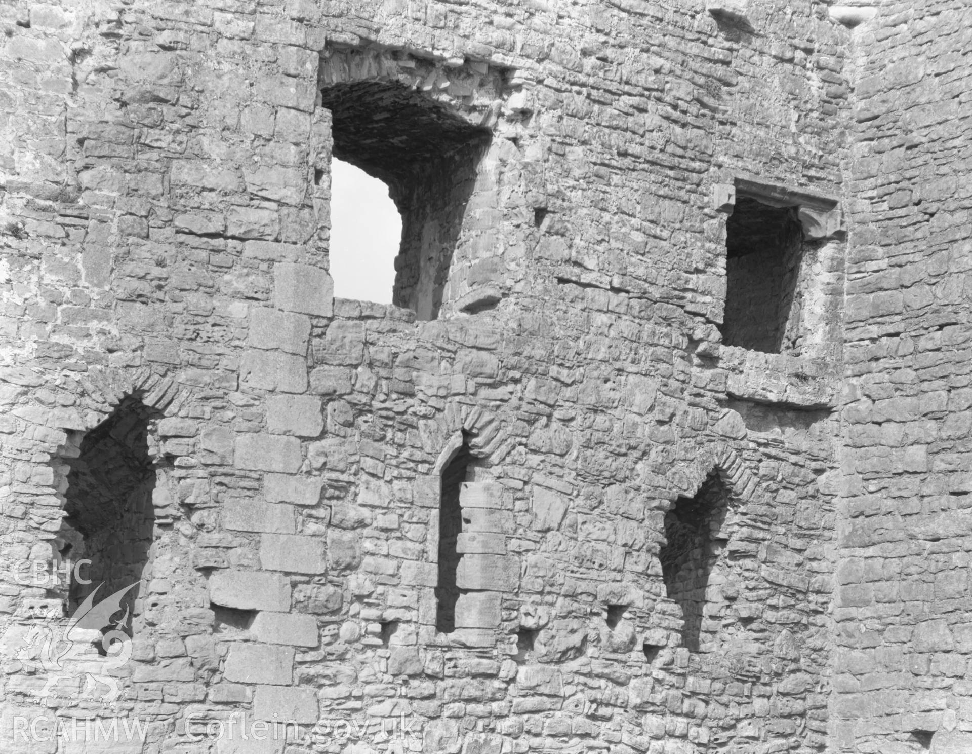 View of windows at Coity Castle, Coity Higher taken 09.04.65.