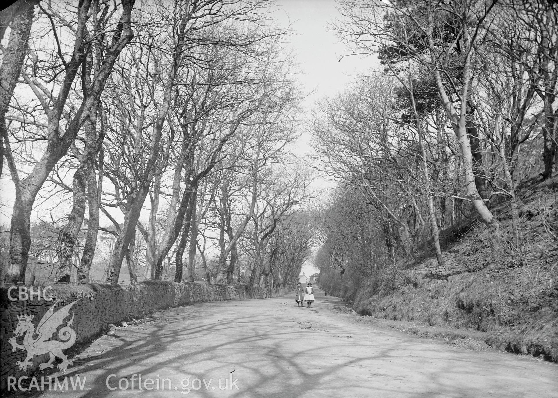 Black and white image dating from c.1910 showing the A487 at Southgate,  taken by Emile T. Evans.