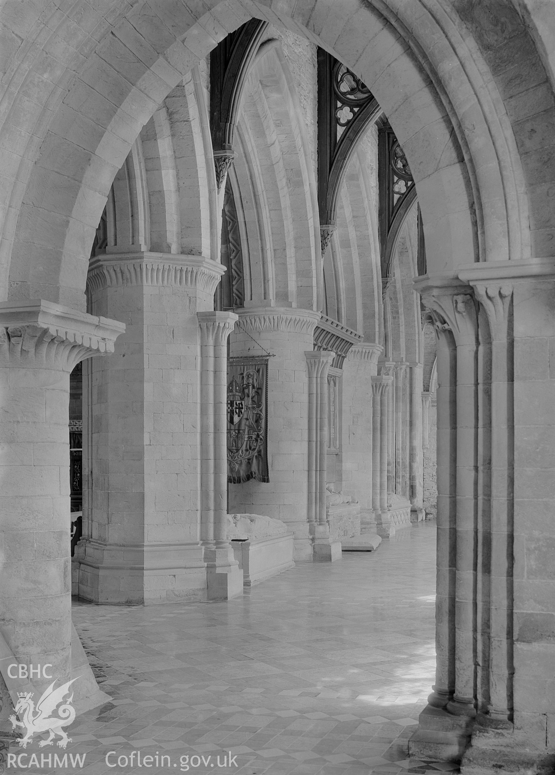 Interior view of St Davids Cathedral showing the south aisle.