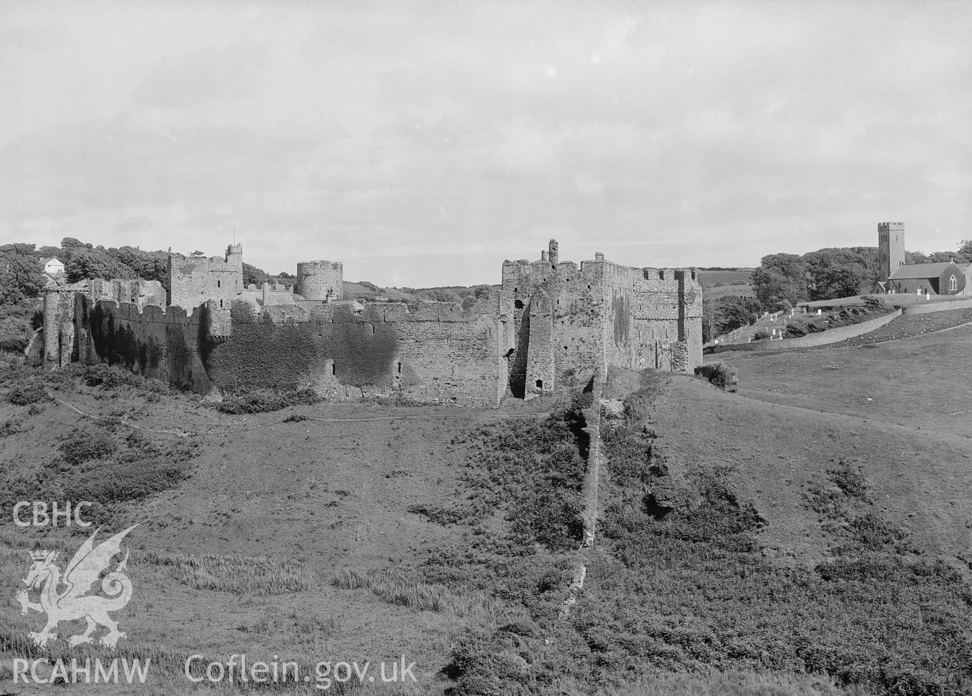 View of Manorbier Castle from the southwest.