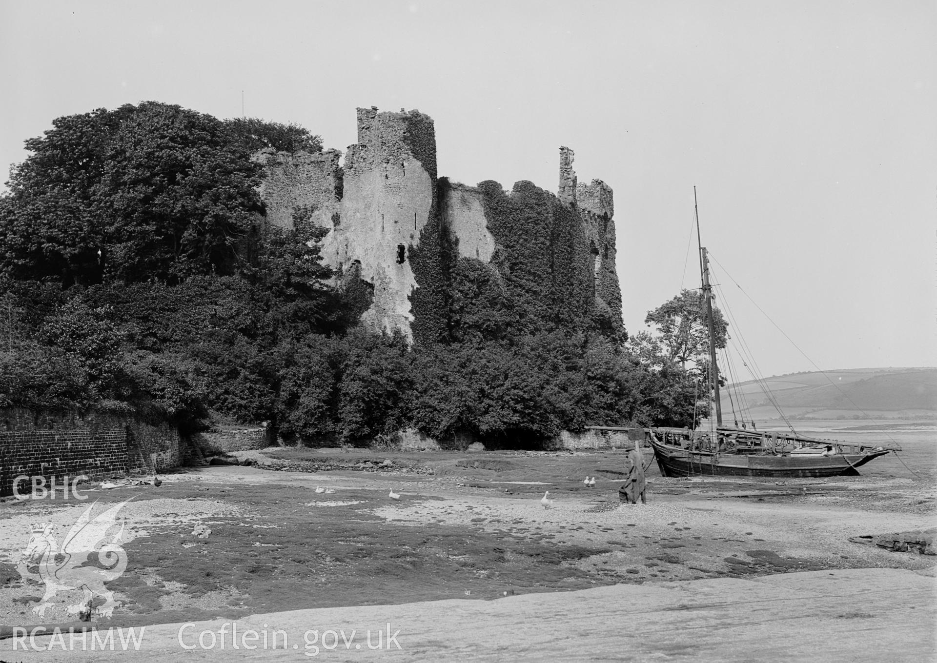 View of Laugharne Castle.