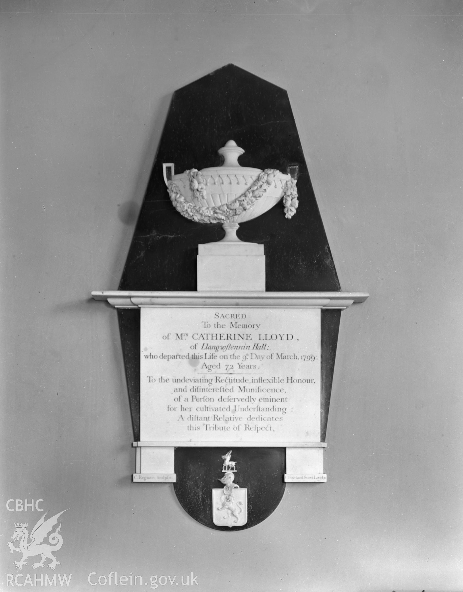 Interior view showing wall-mounted memorial.