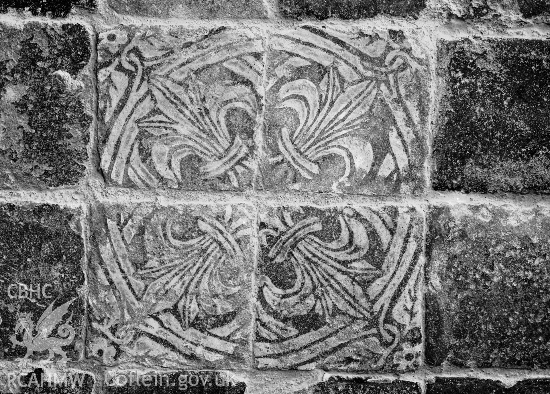Interior view of St Davids Cathedral showing floor tile.