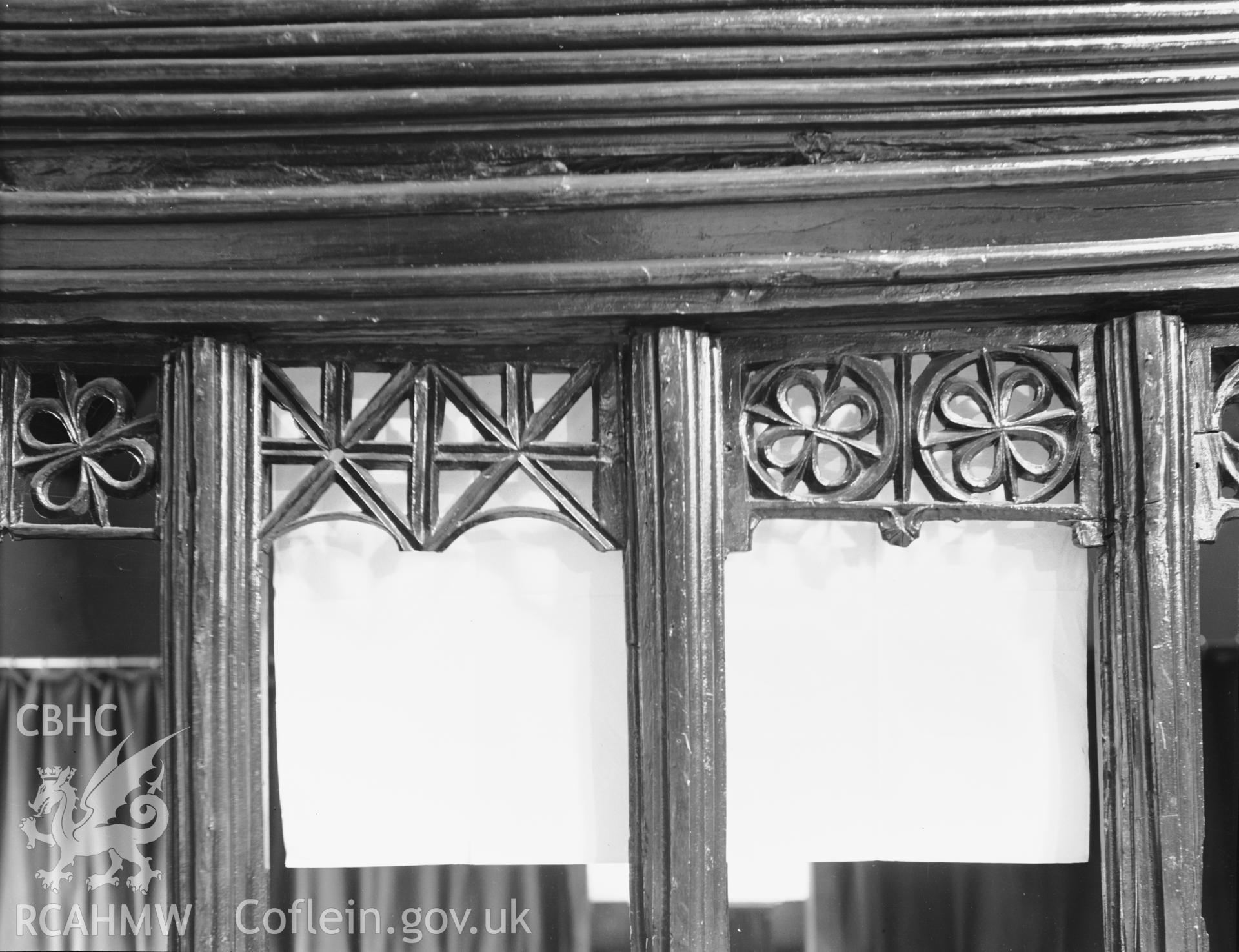 Detail of rood screen at St Benedicts Church, Gyffin taken 30.09.48.