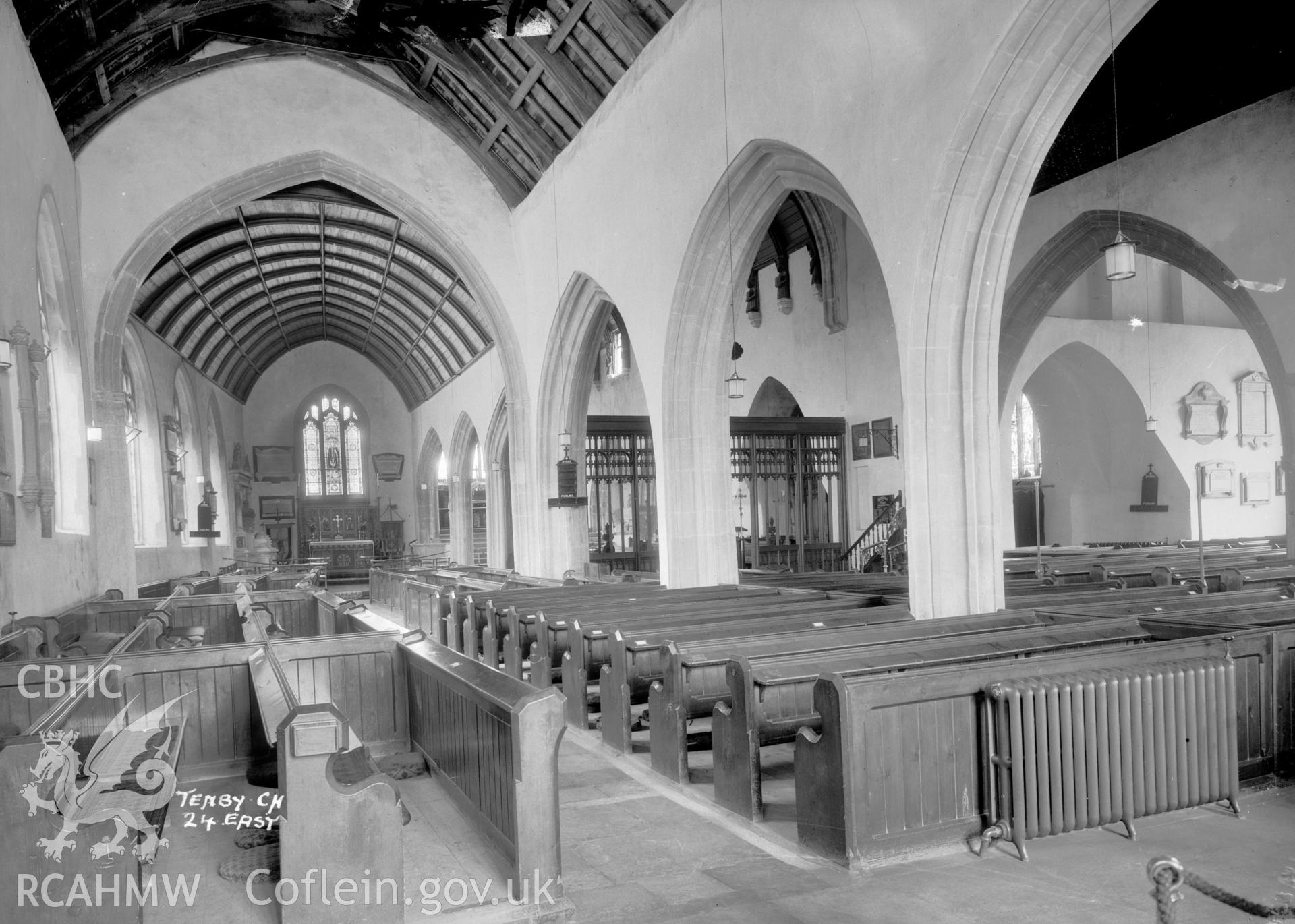 Interior view of Tenby Church, Pembs. taken by W A Call 1931.