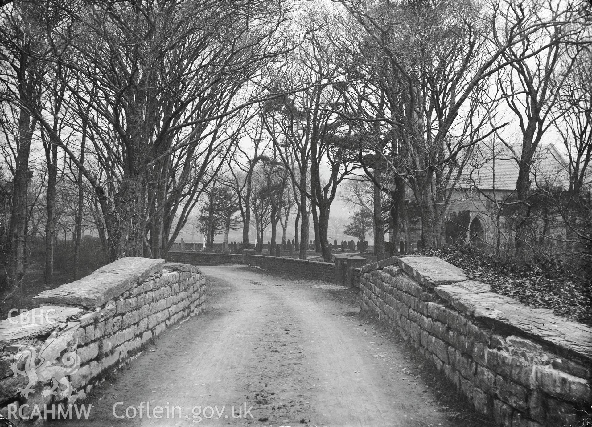 Black and white image dating from c.1910 showing Llangorwen Bridge,  taken by Emile T. Evans.