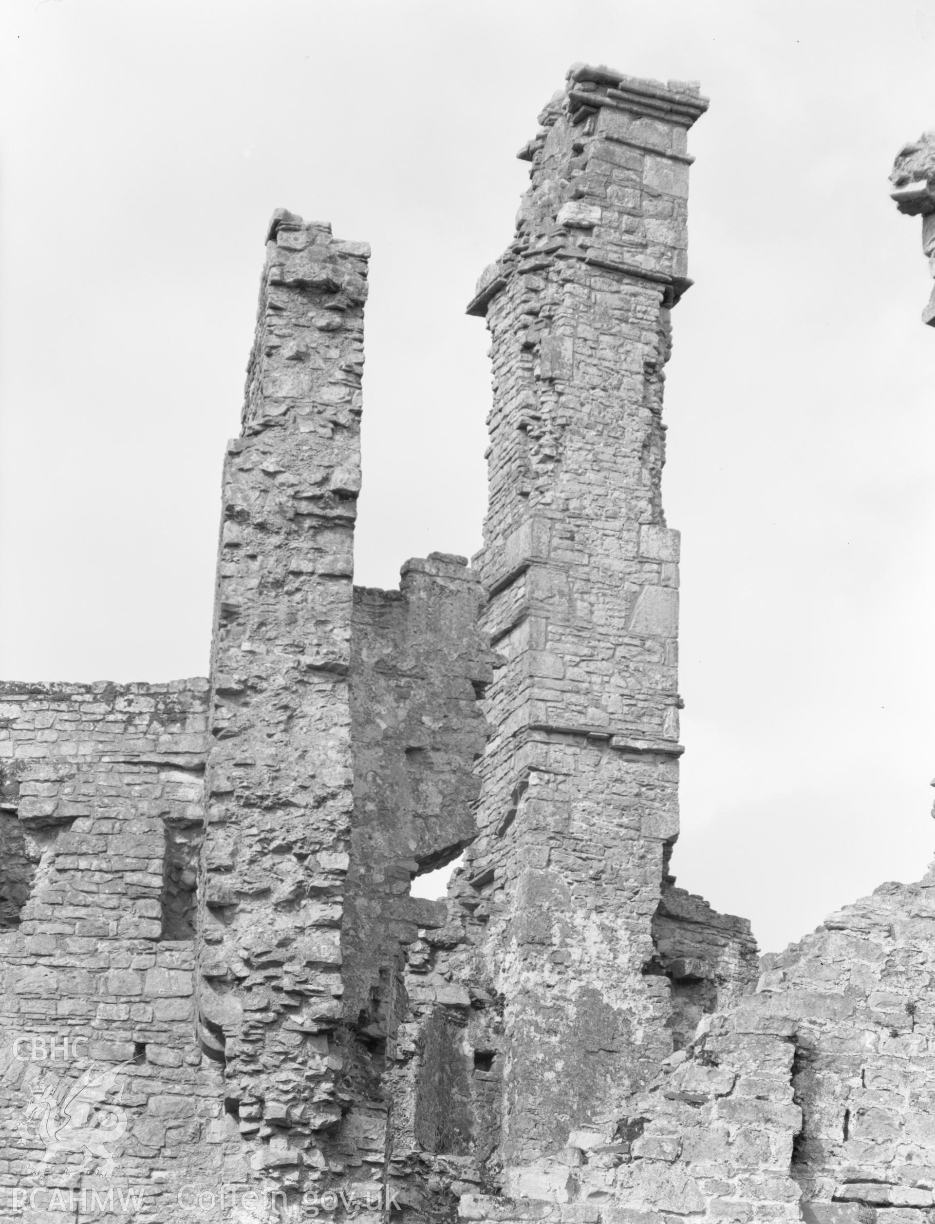 View of chimney at Coity Castle, Coity Higher taken 09.04.65.