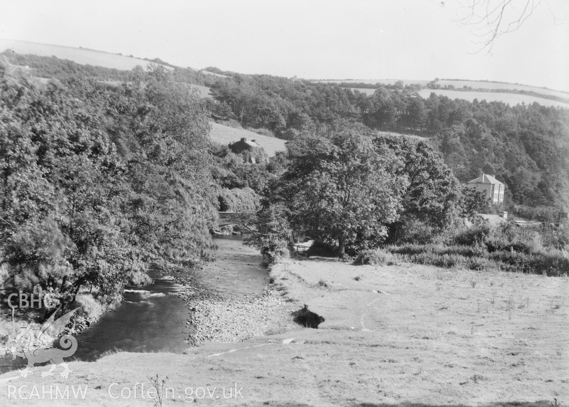 Landscape view of Aberaeron, Cardiganshire  taken by W A Call circa 1920.