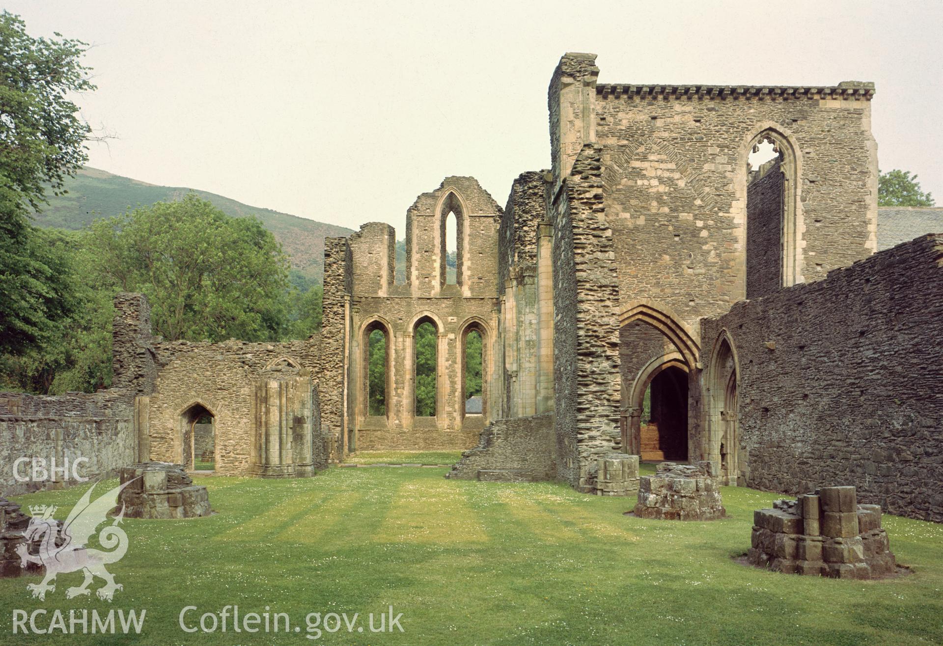 View of the church at Valle Crucis Abbey looking east taken in 1975.