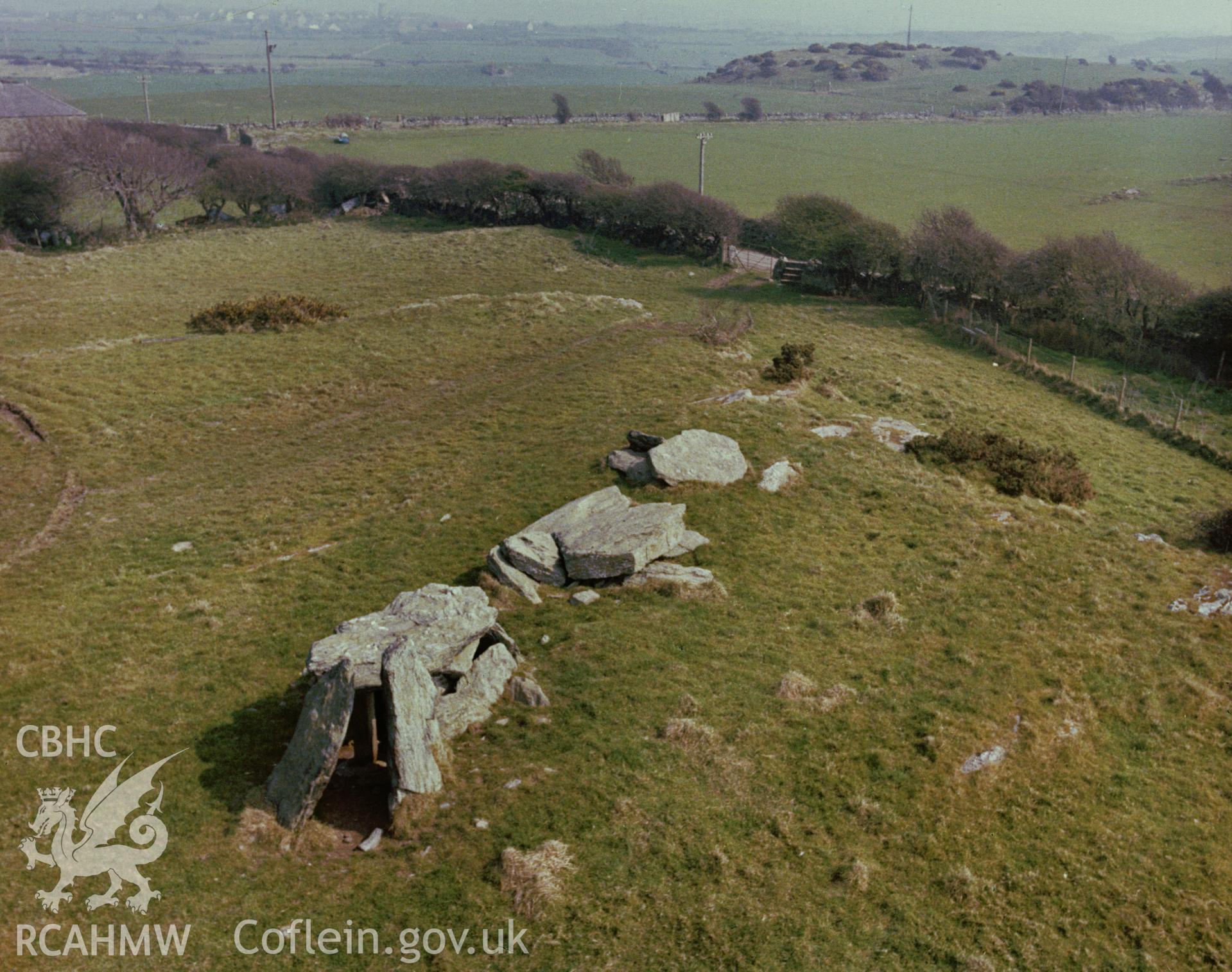 D.O.E photograph of Trefignath Burial Chamber, Anglesey. Aerial ? R.C.A.M.