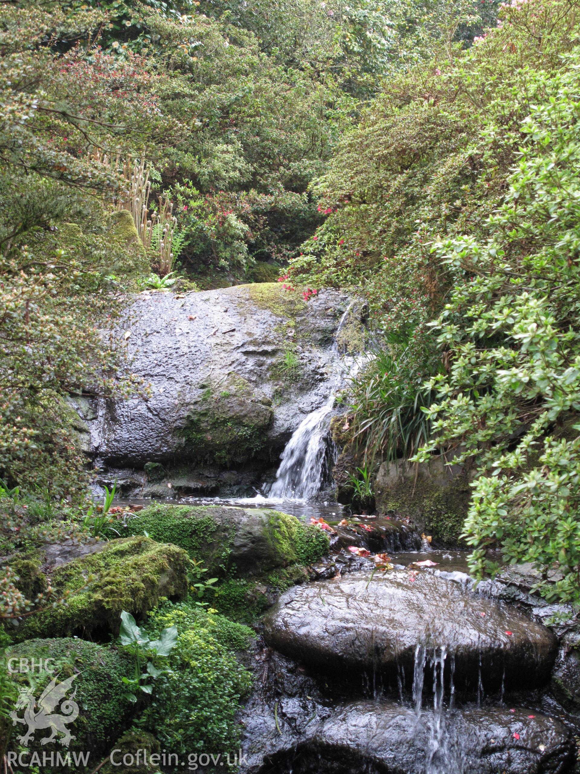 One of the waterfalls in the Dingle to the south of the Pin Mill, looking northeast.