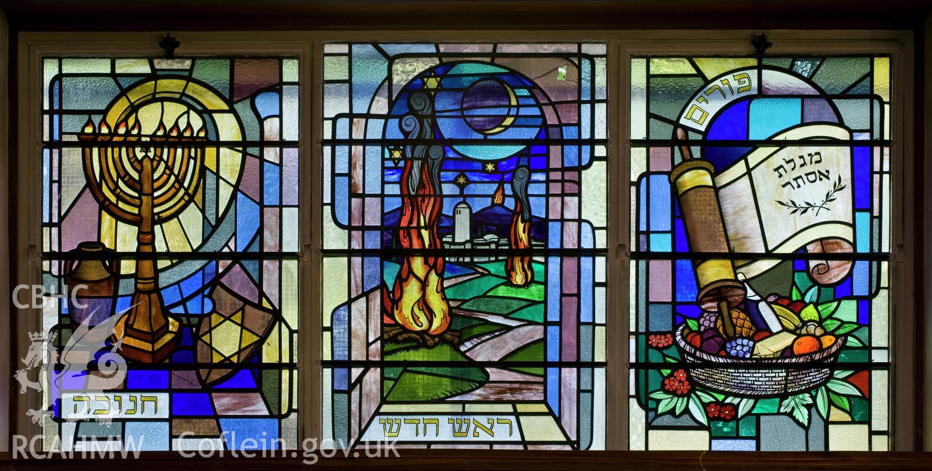 Stained glass window in north wall.
