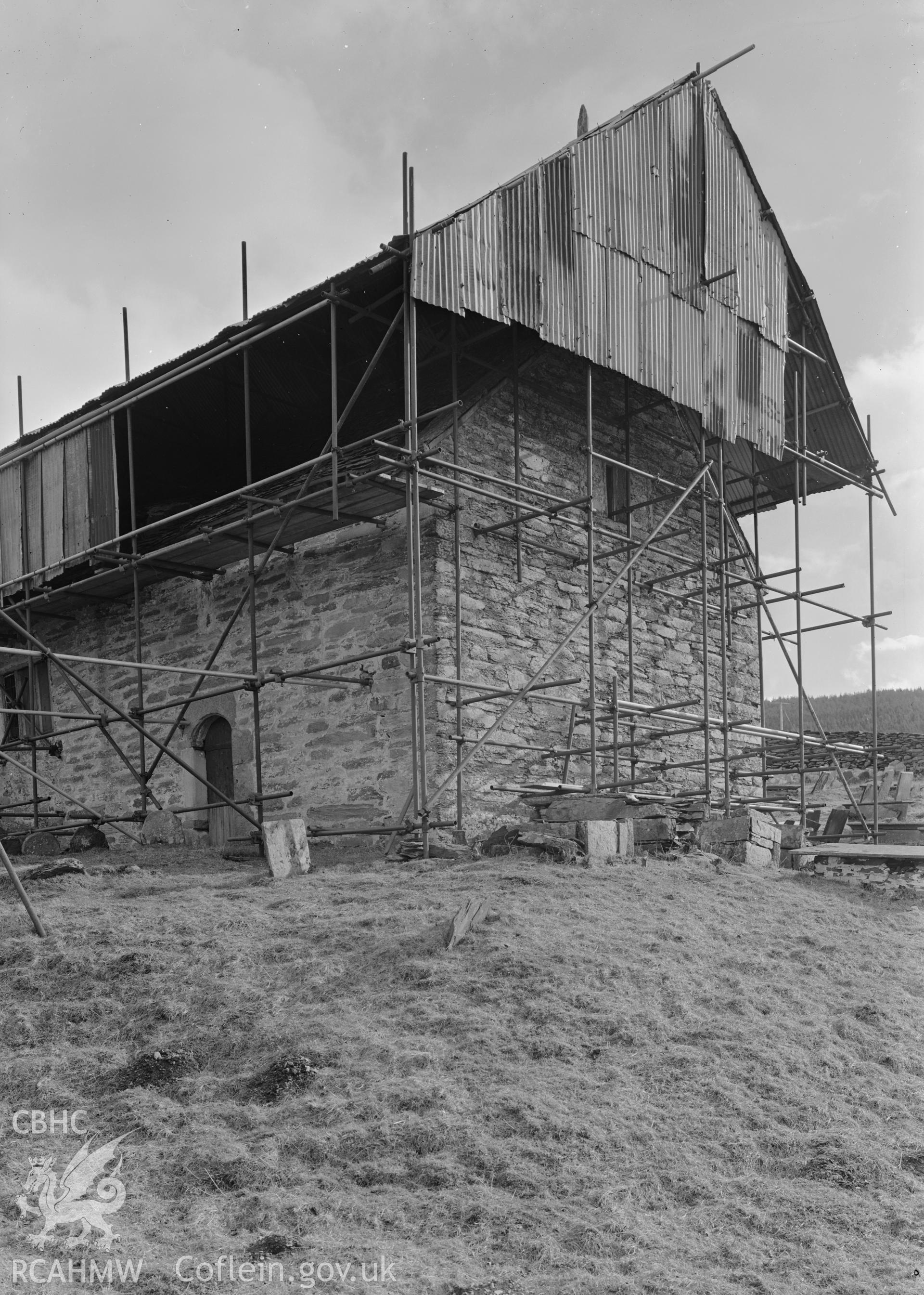 D.O.E photograph of Llangar Church from the north west with temporary roof.