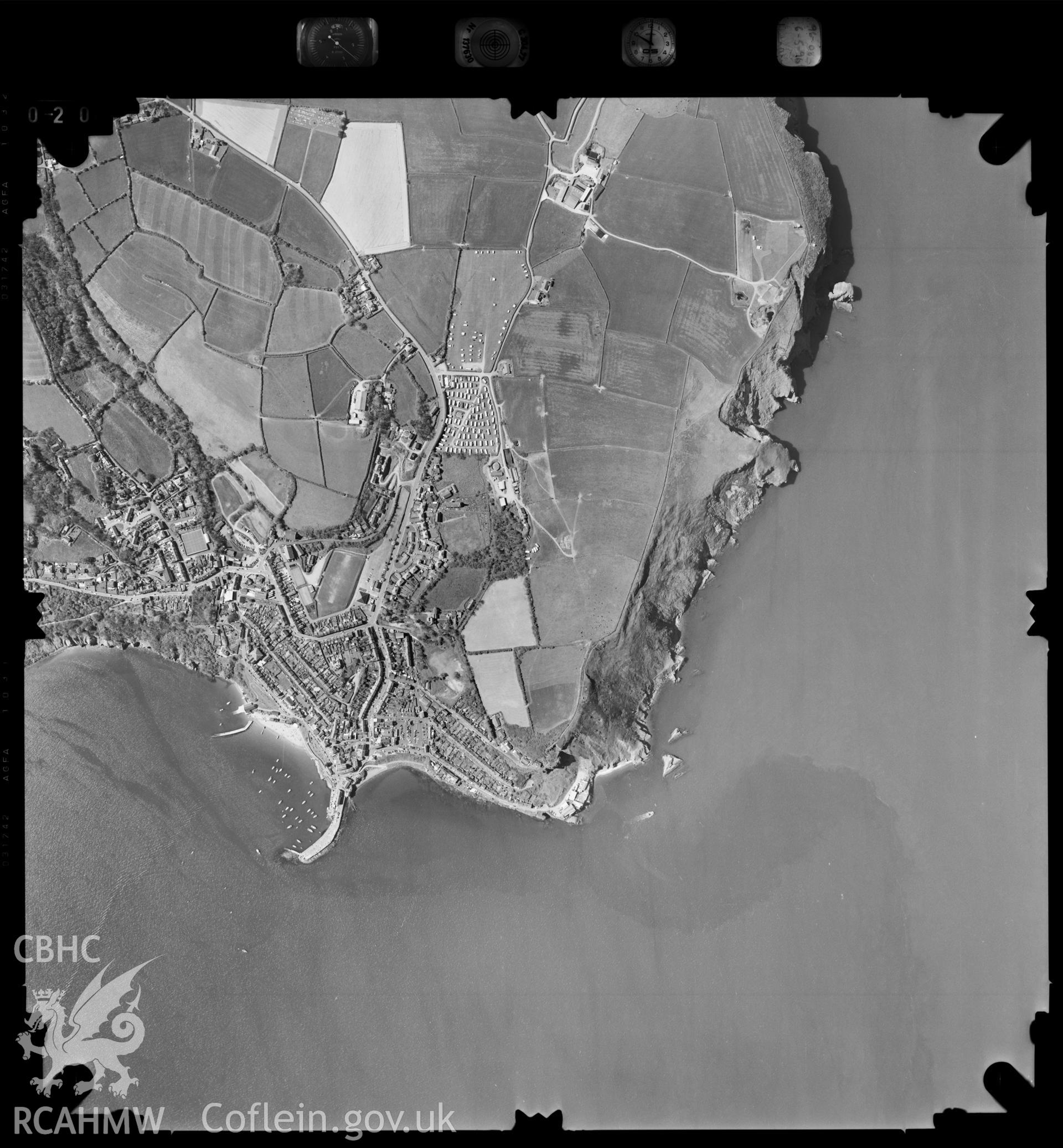 Digitized copy of an aerial photograph showing the New Quay area, taken by Ordnance Survey, 1996