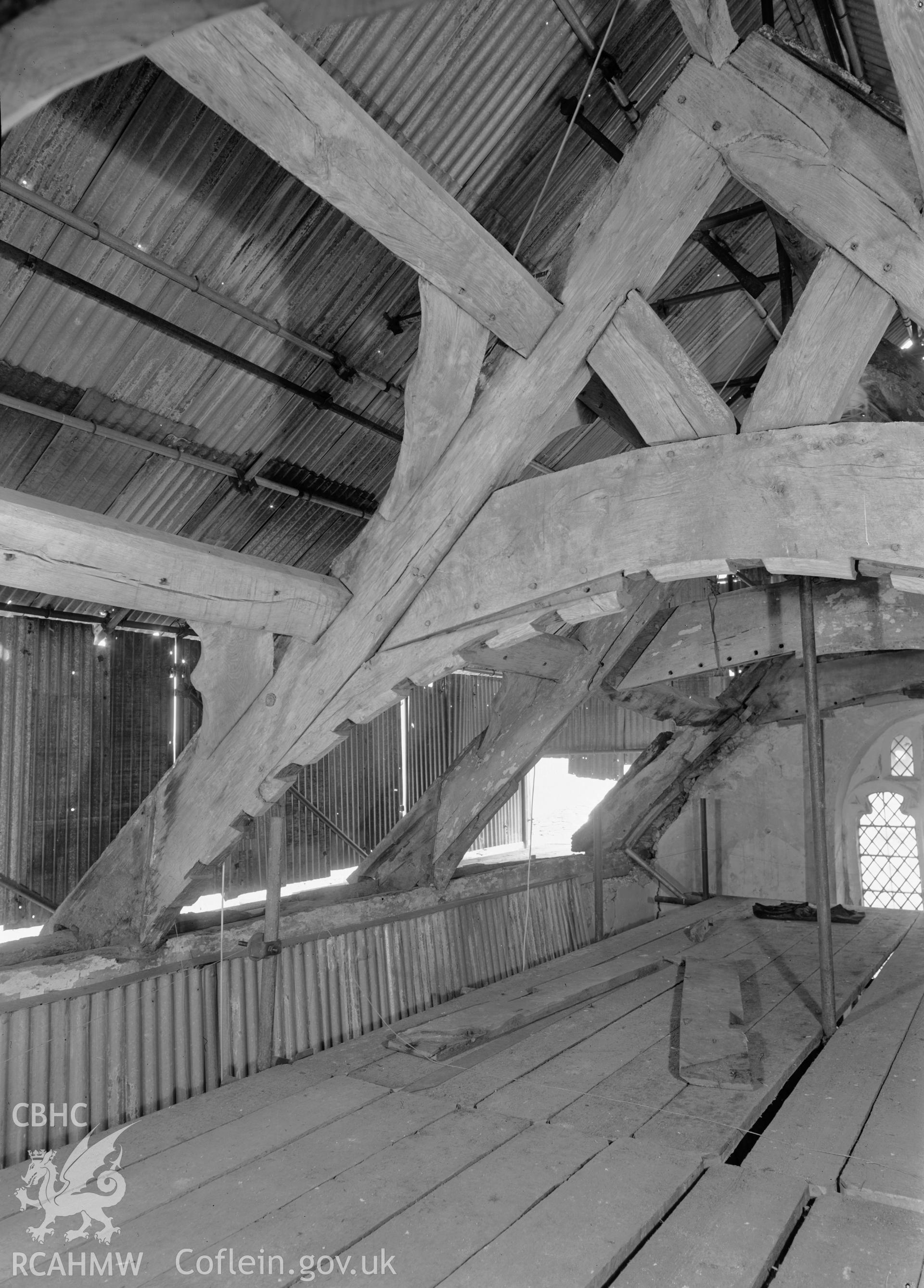 D.O.E photograph of Llangar Church - truss C, west side, northern half.