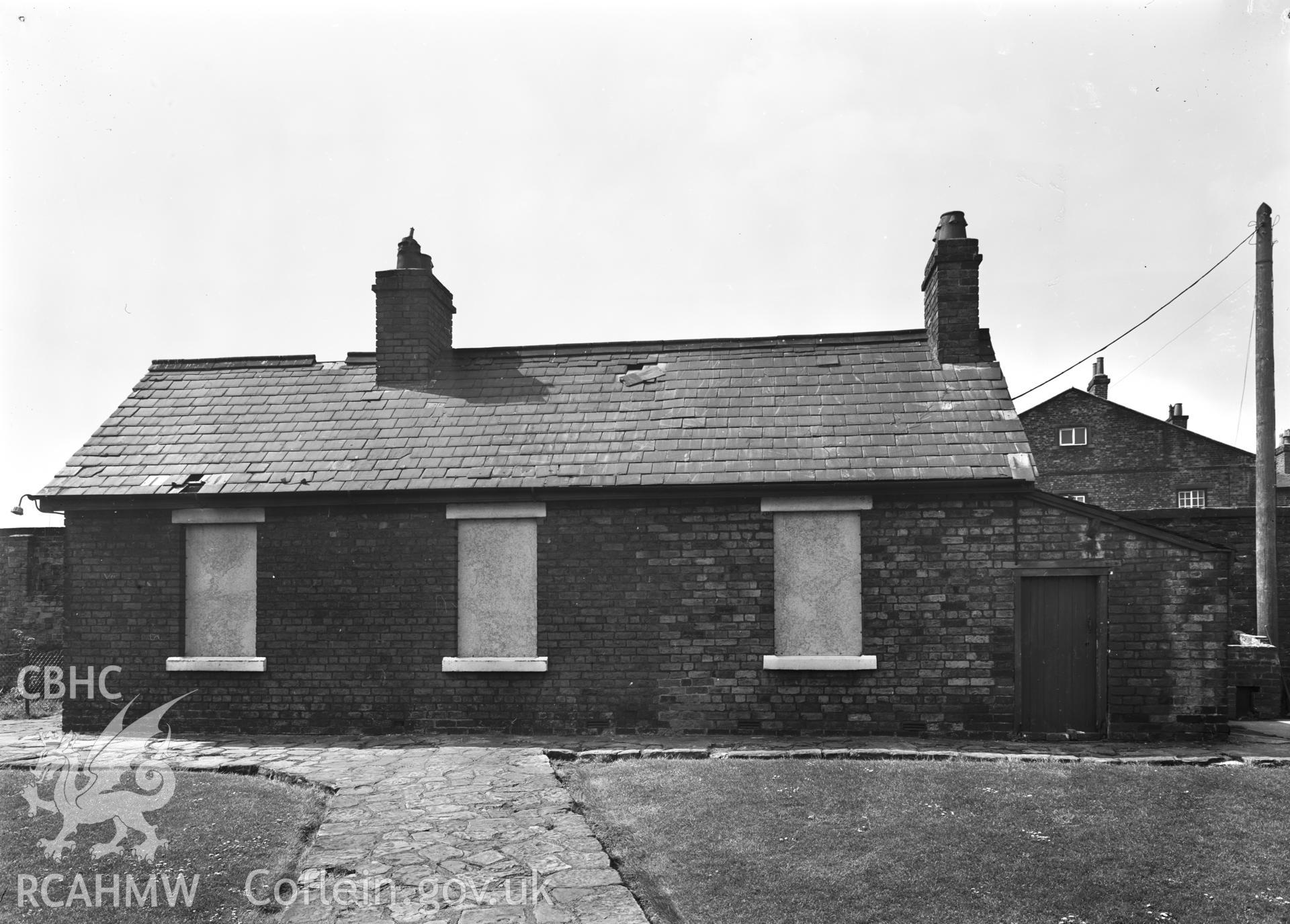 D.O.E photograph of Flint Gaol - cottage from north east. In castle outer ward (since removed).