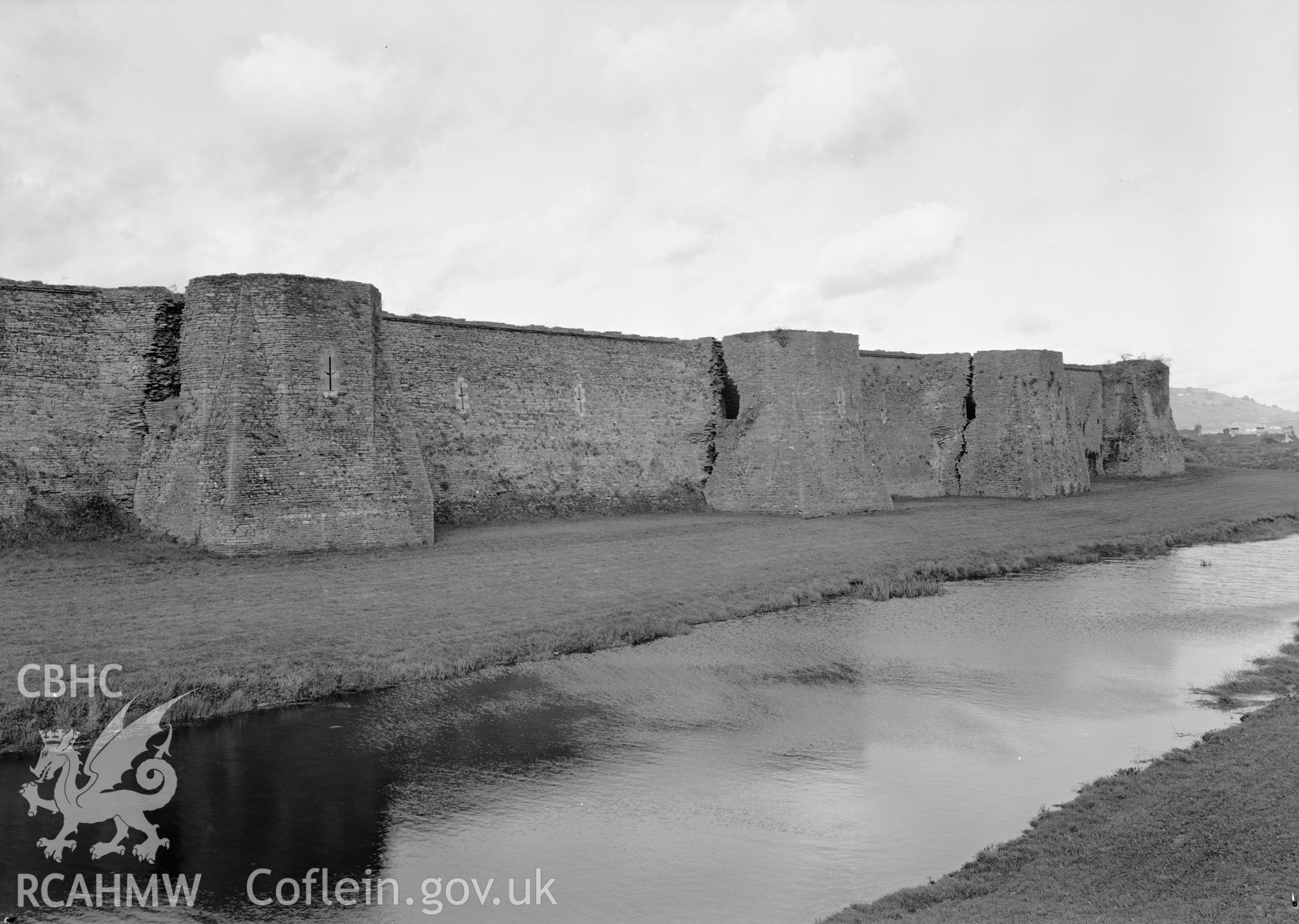 D.O.E photograph of Caerphilly Castle - north platform from south east.